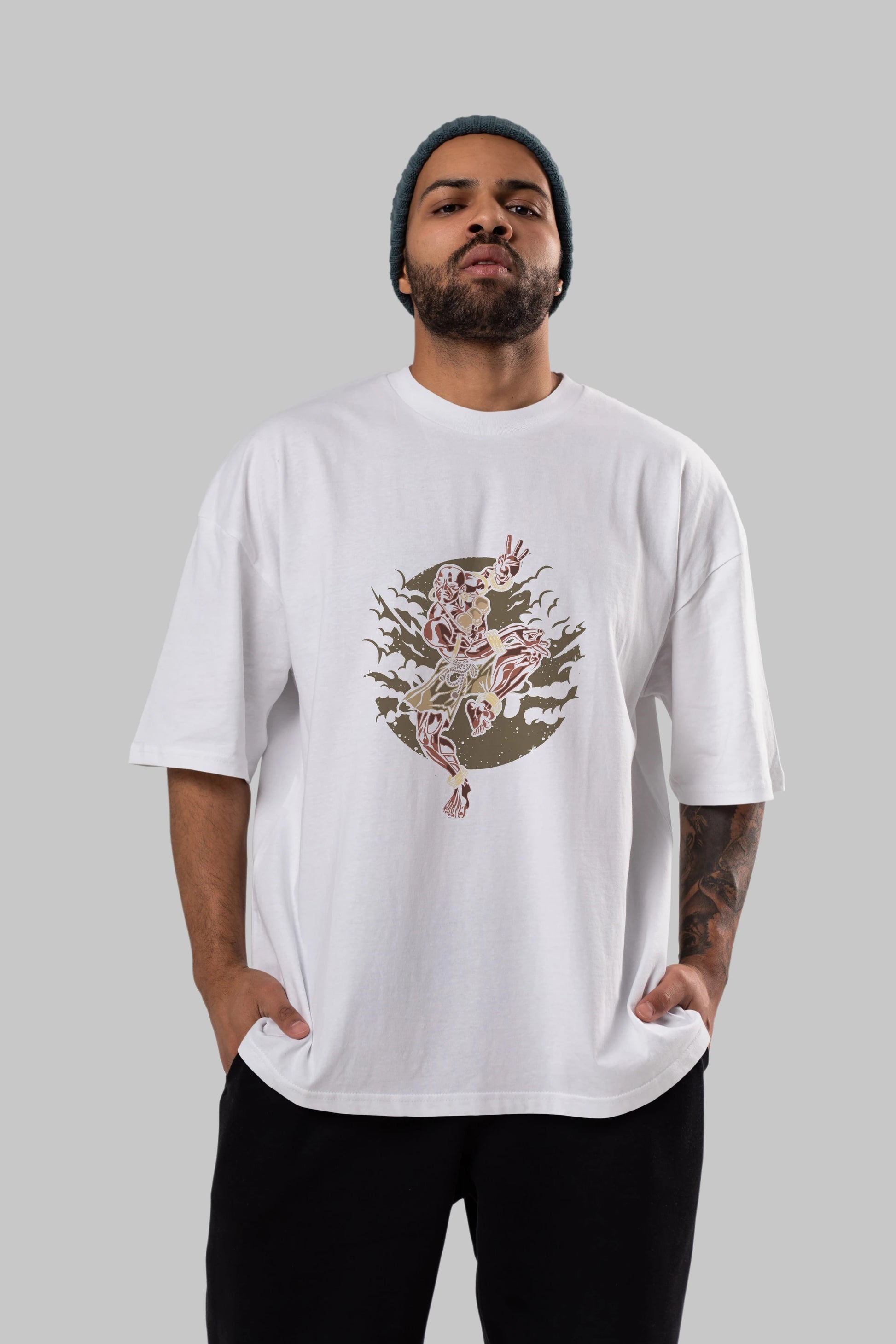 DHALSIM Ön Baskılı Oversize t-shirt Erkek Kadın Unisex %100 Pamuk tişort