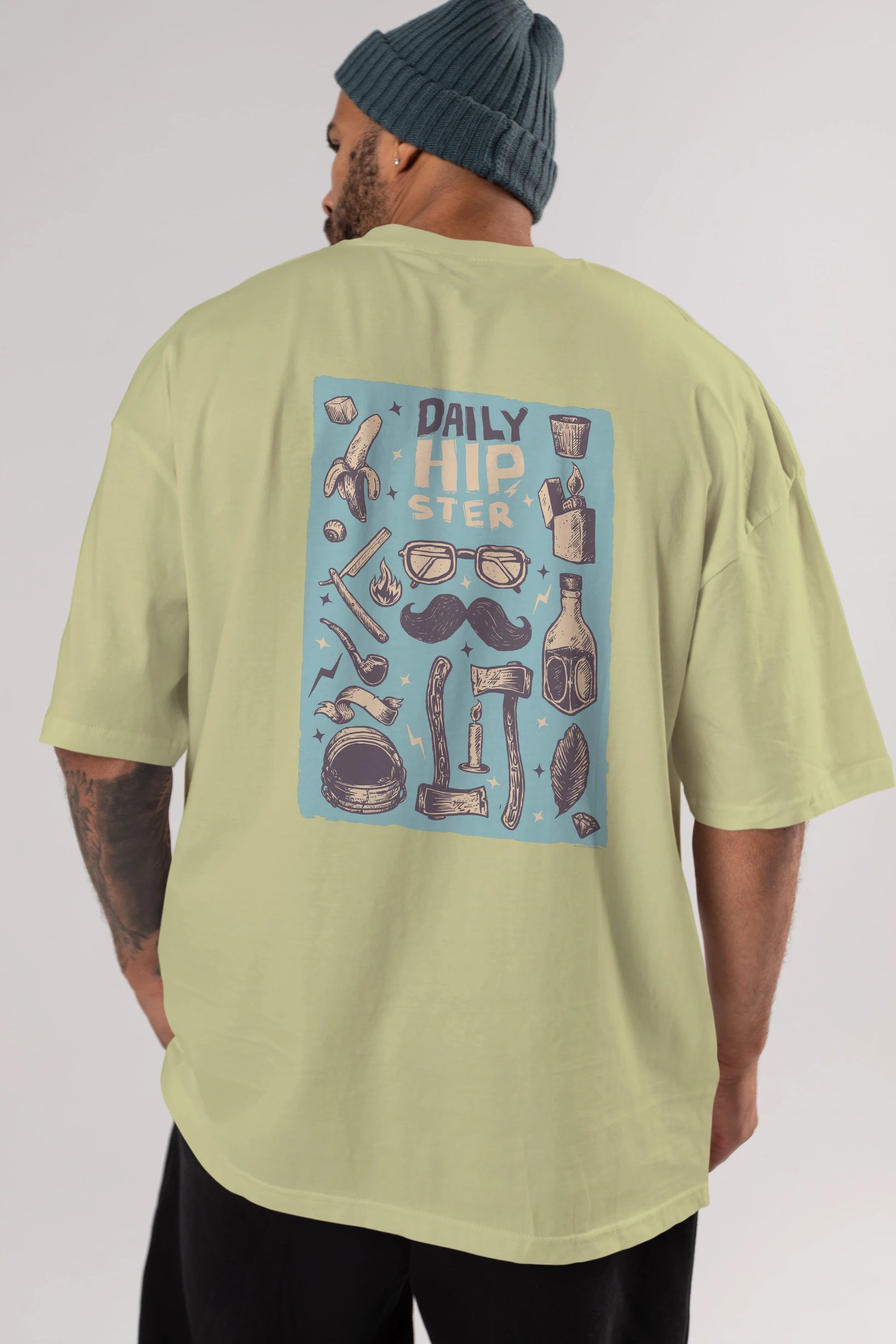 Hipster Arka Baskılı Oversize t-shirt Erkek Kadın Unisex %100 Pamuk