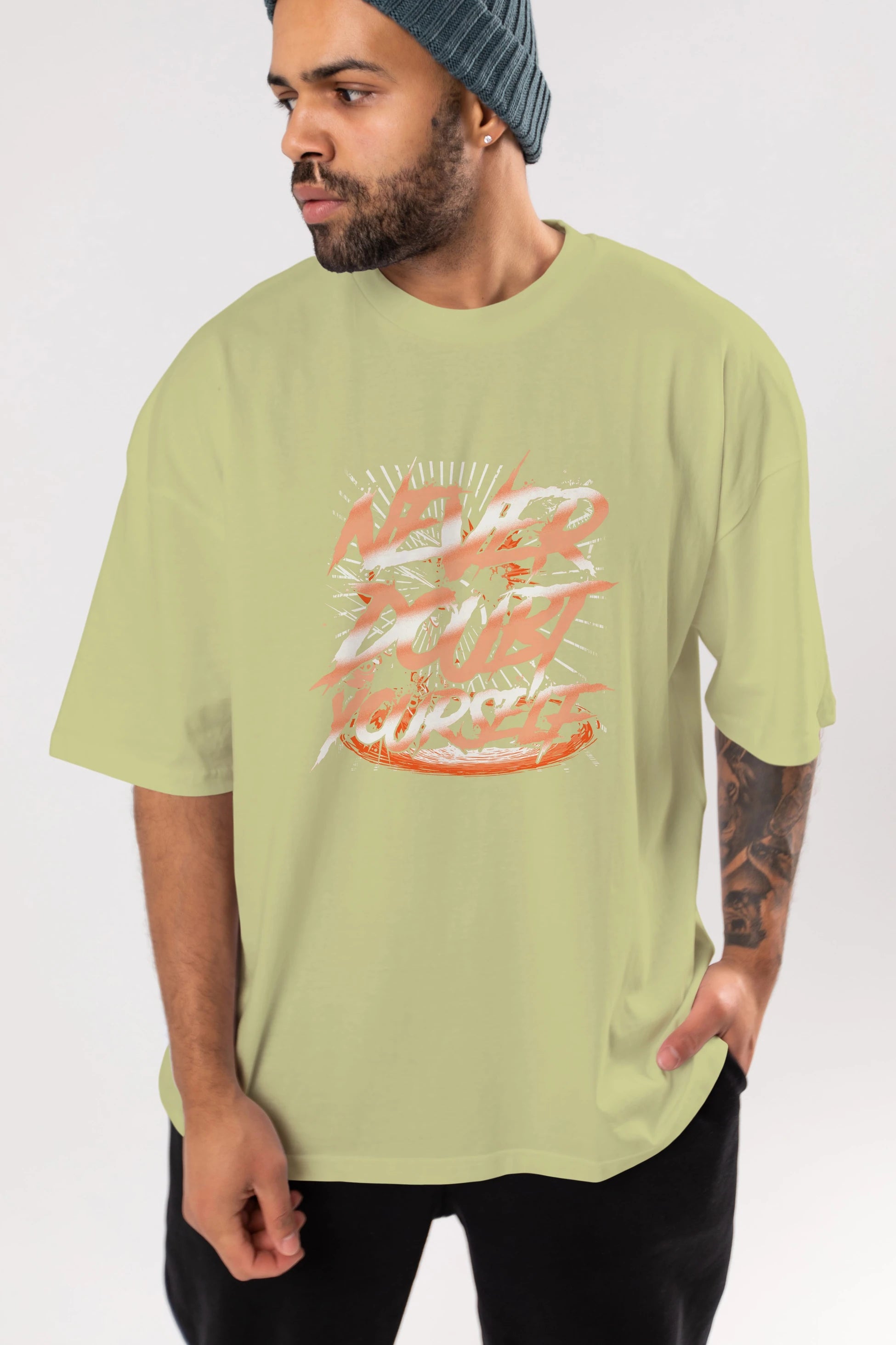 Never Doubt Yourself Ön Baskılı Oversize t-shirt Erkek Kadın Unisex