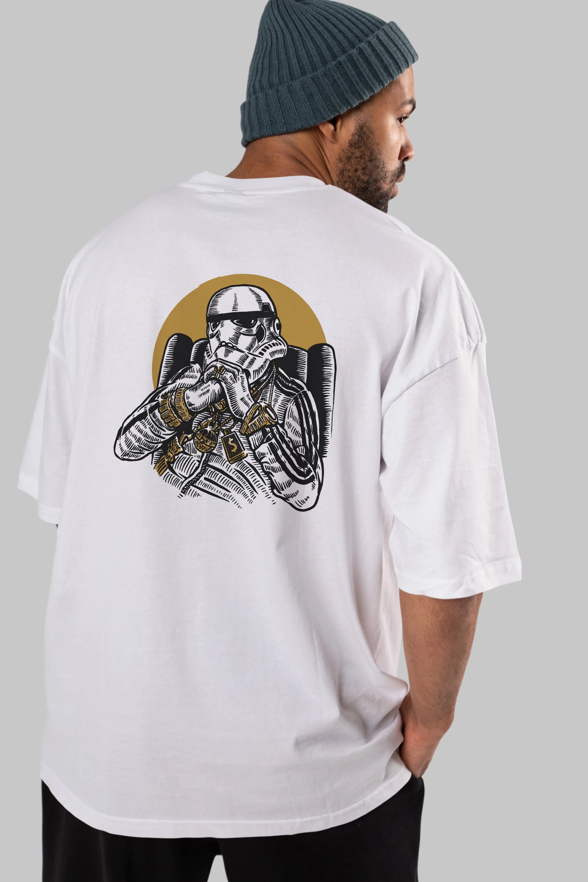 Trooper Dee Jay Arka Baskılı Oversize t-shirt Erkek Kadın Unisex %100 Pamuk