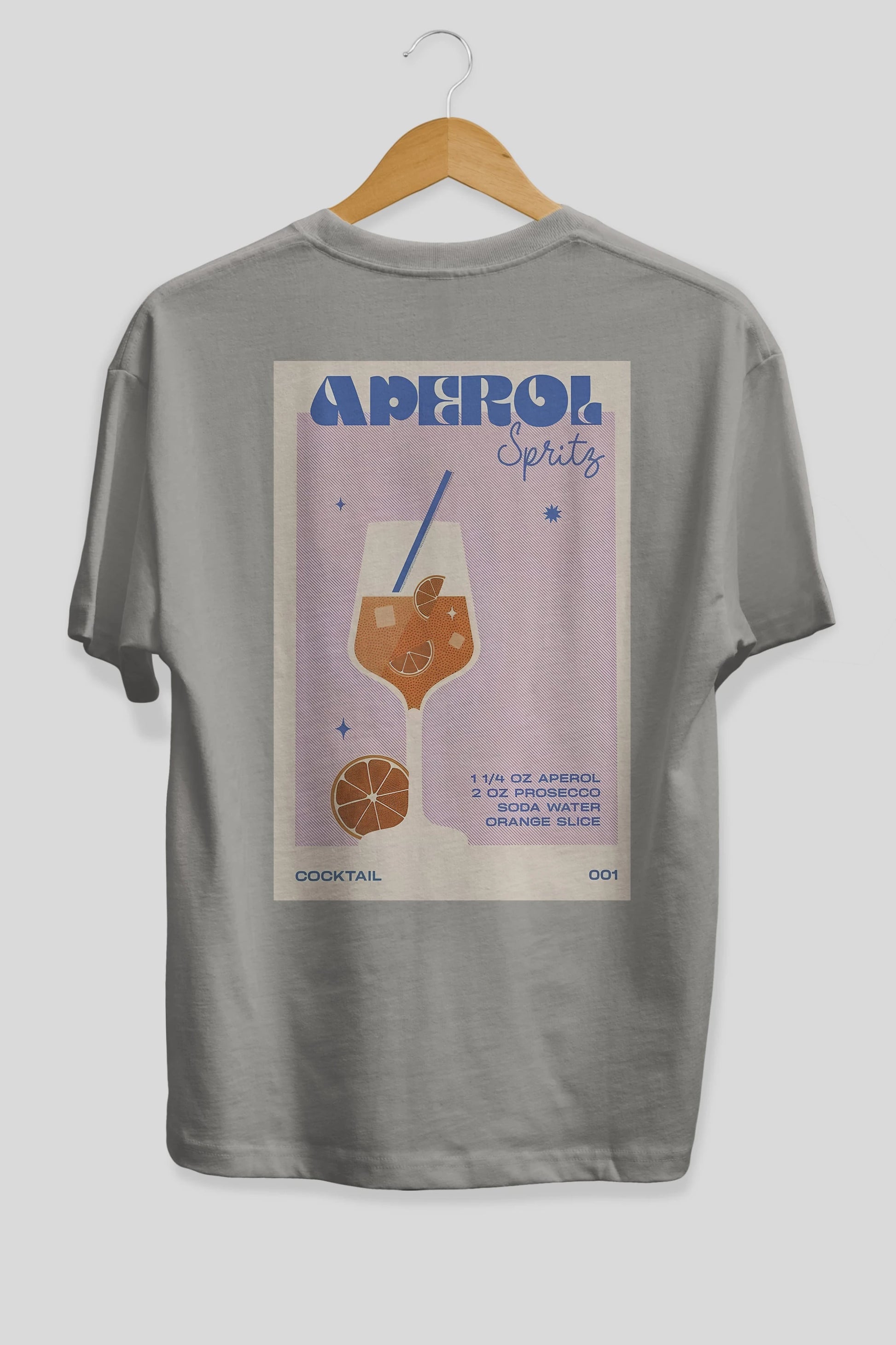 Aperol Spritz Arka Baskılı Oversize t-shirt Erkek Kadın Unisex %100 Pamuk Bisiklet Yaka tişort