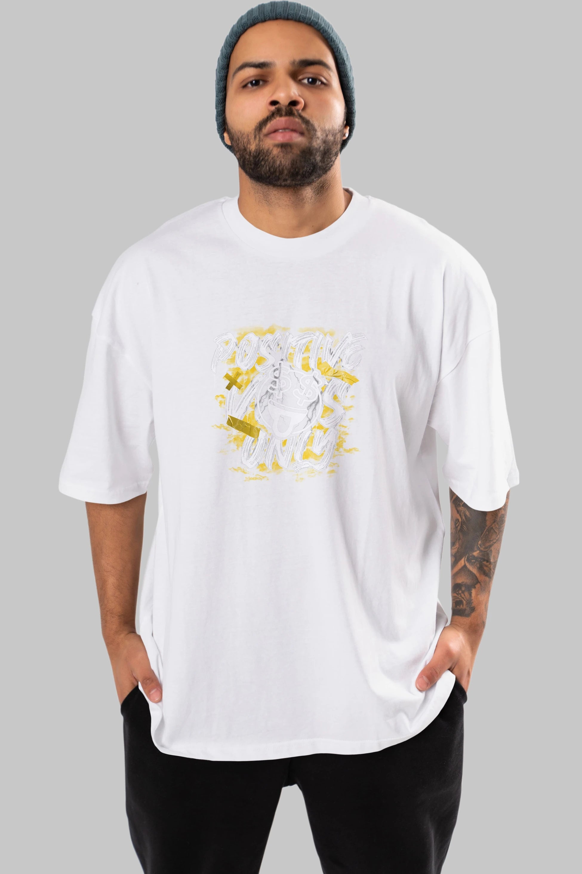 Positive Only Ön Baskılı Oversize t-shirt Erkek Kadın Unisex