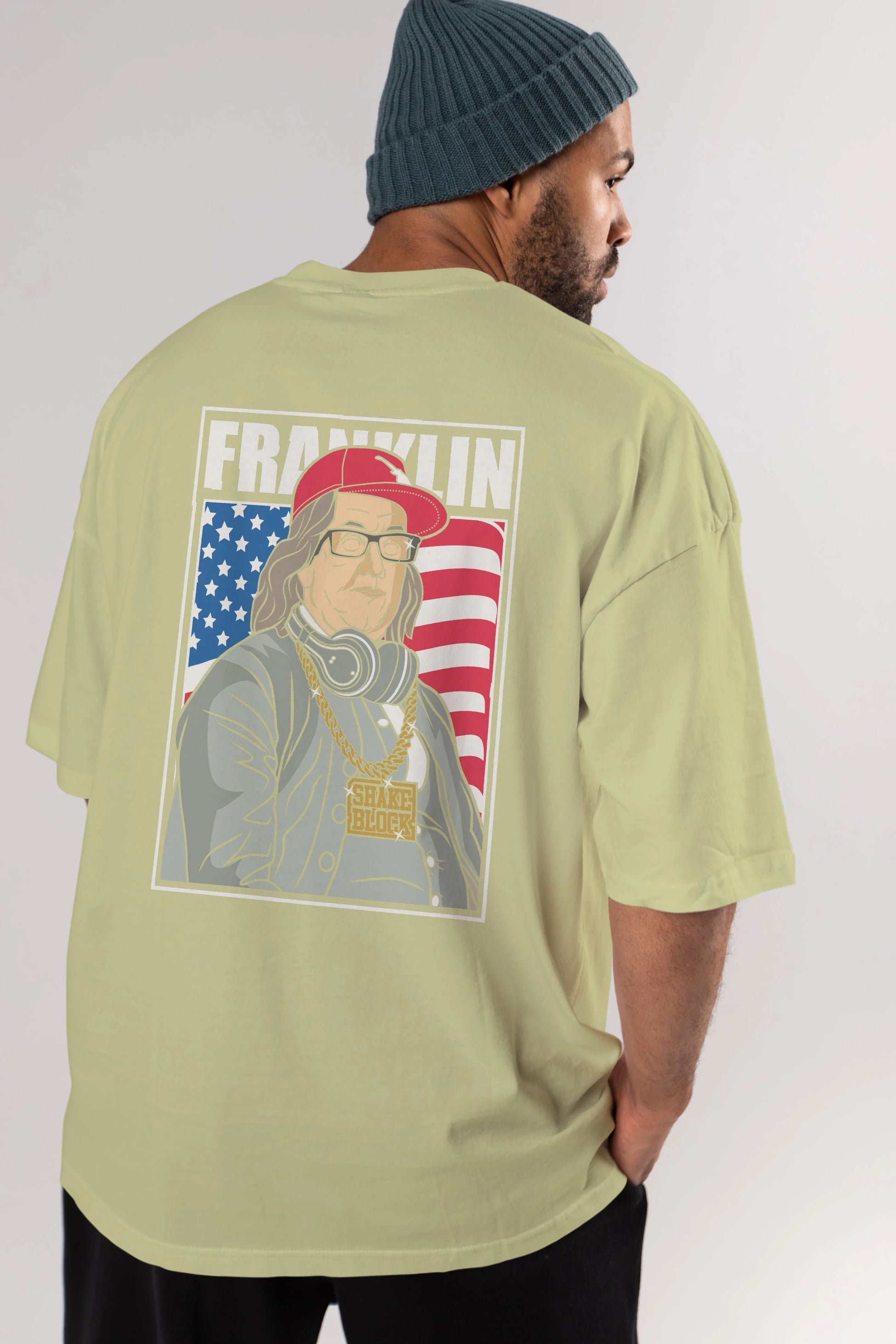 Franklin Rapper Arka Baskılı Oversize t-shirt Erkek Kadın Unisex %100 Pamuk tişort