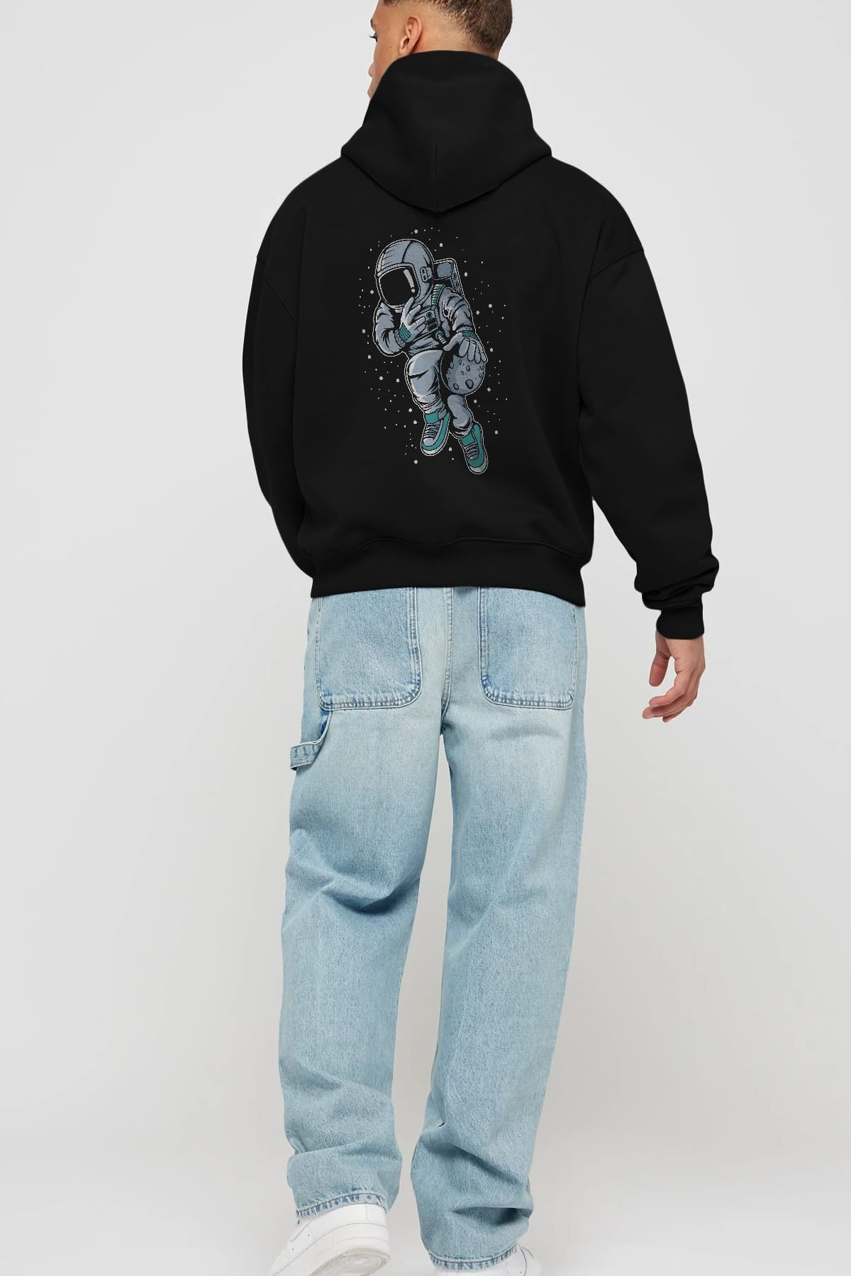 Astronaut Basketball (2) Arka Baskılı Hoodie Oversize Kapüşonlu Sweatshirt Erkek Kadın Unisex