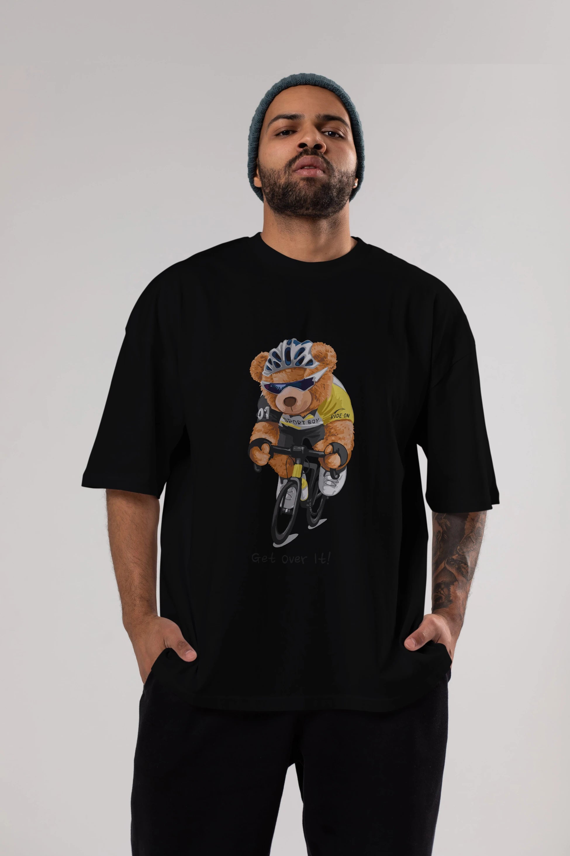 Teddy Bear Sport Boy Ön Baskılı Oversize t-shirt Erkek Kadın Unisex %100 Pamuk