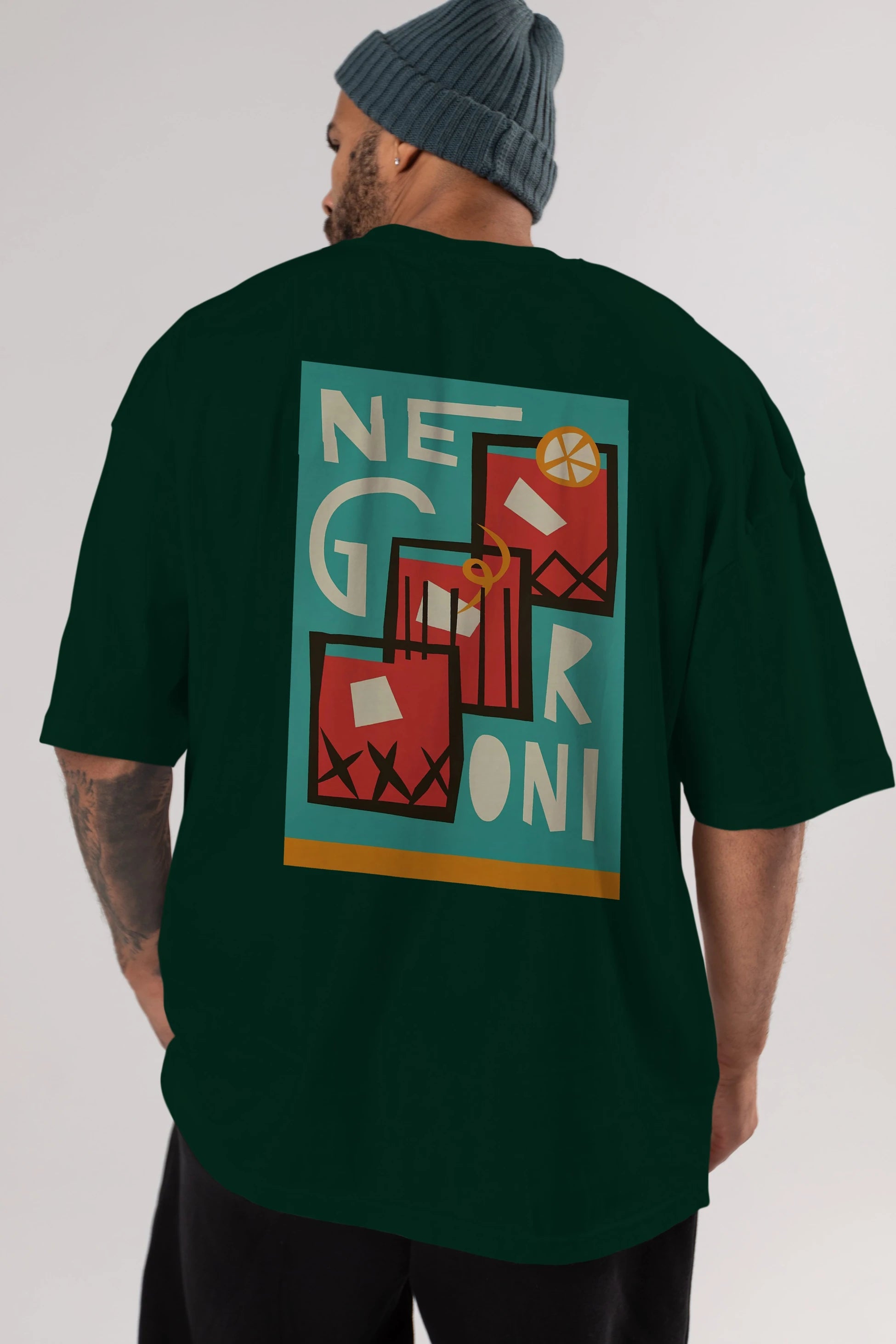 Negroni 3 Arka Baskılı Oversize t-shirt Erkek Kadın Unisex %100 Pamuk Bisiklet Yaka tişort