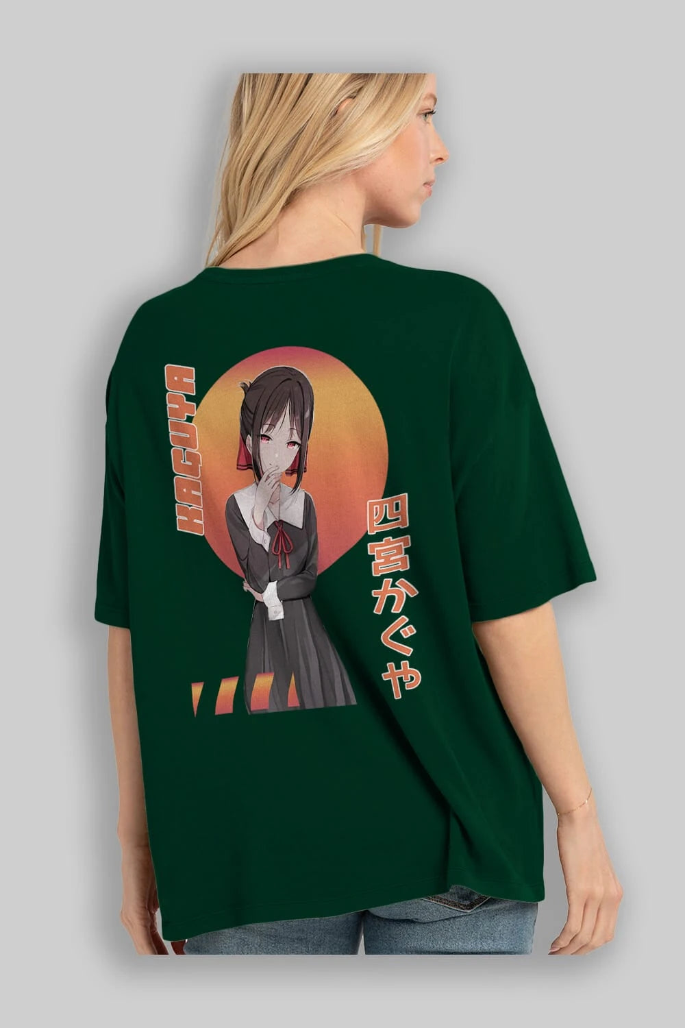 Kaguya Shinomiya 5 Anime Arka Baskılı Oversize t-shirt Erkek Kadın Unisex