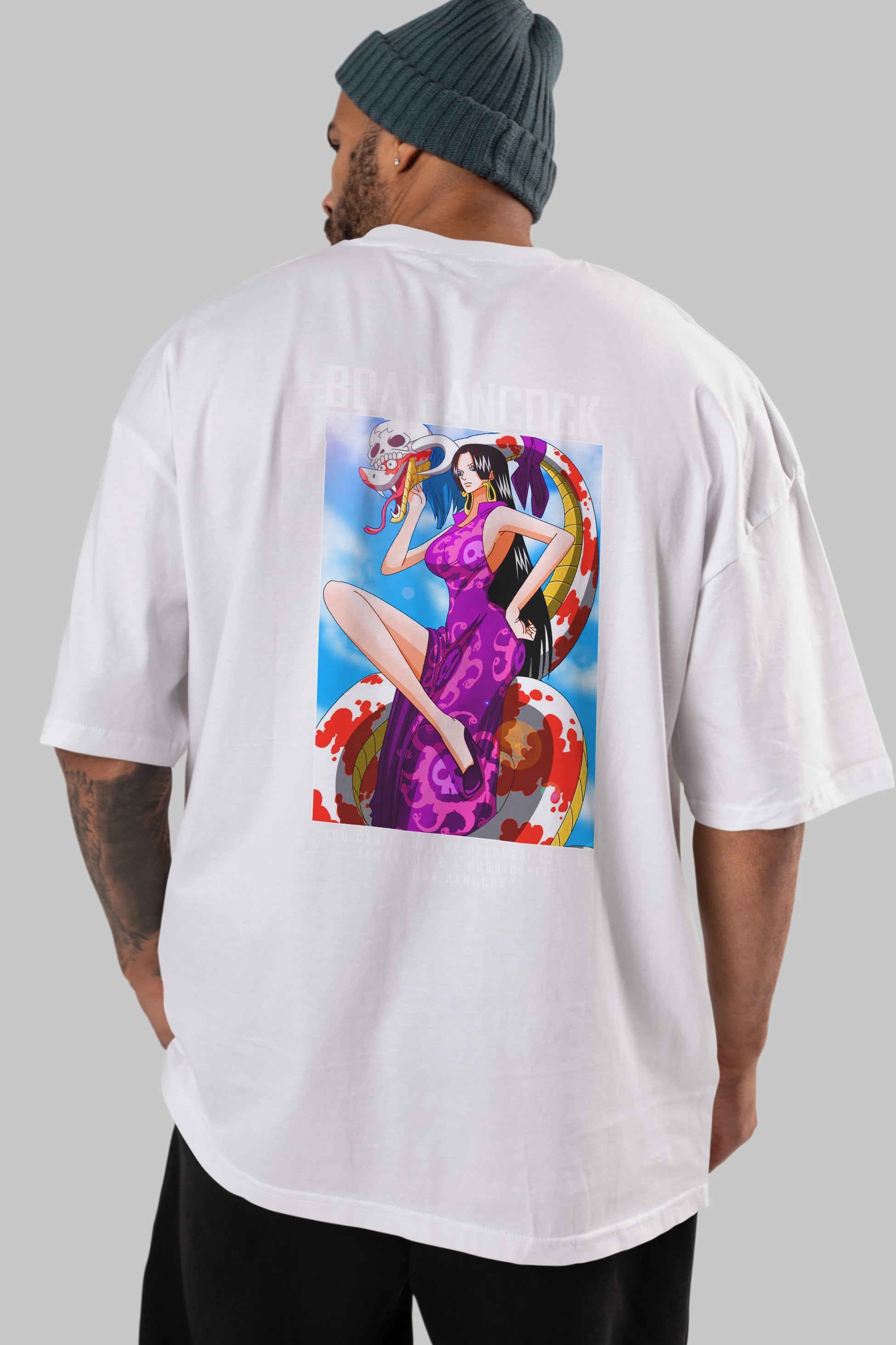 Boa Hancock Anime Arka Baskılı Oversize t-shirt Erkek Kadın Unisex %100 pamuk tişort