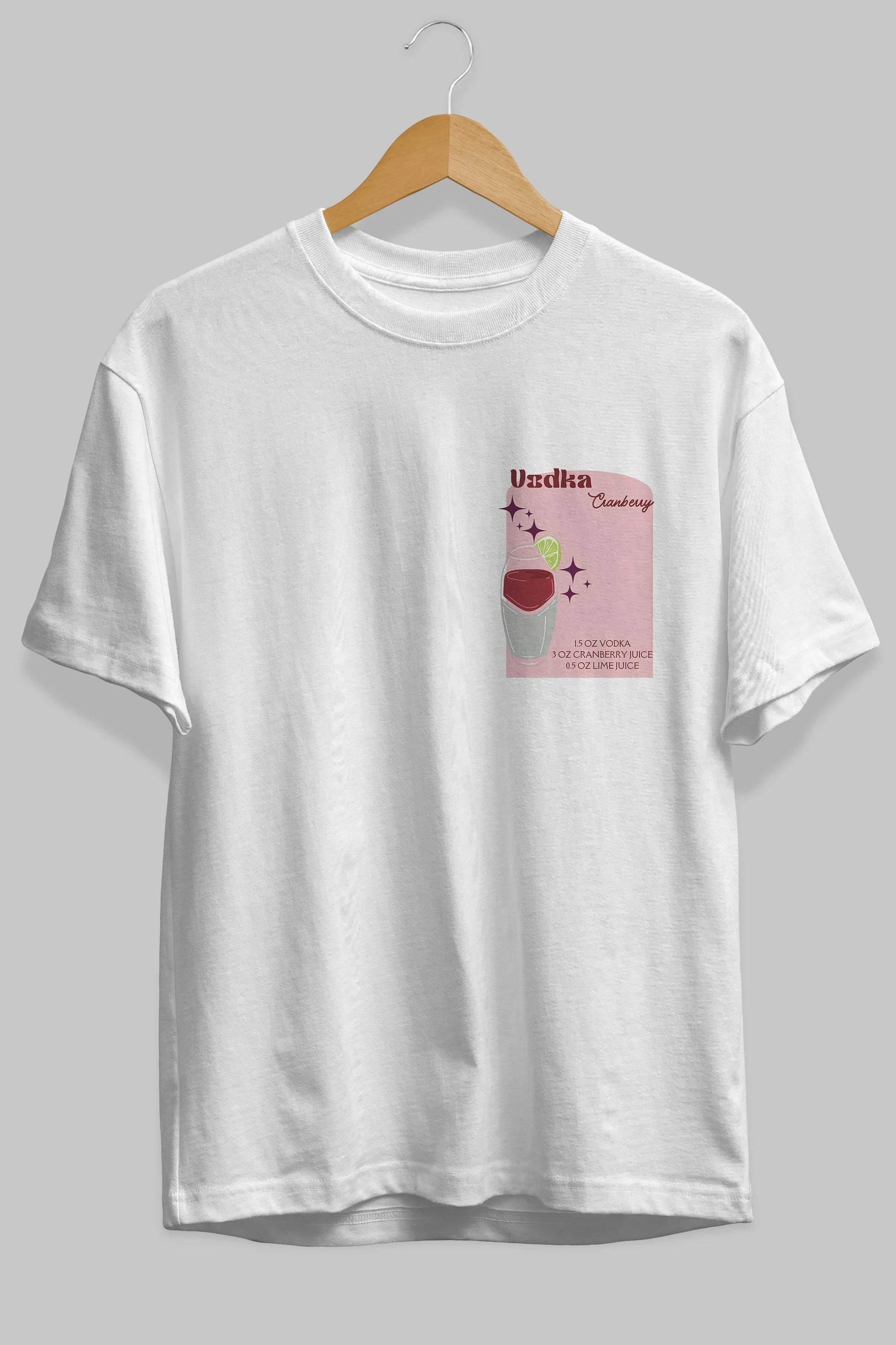Vodka Cranberry 2 Ön Sol Baskılı Oversize t-shirt Erkek Kadın Unisex %100 Pamuk Bisiklet Yaka tişort