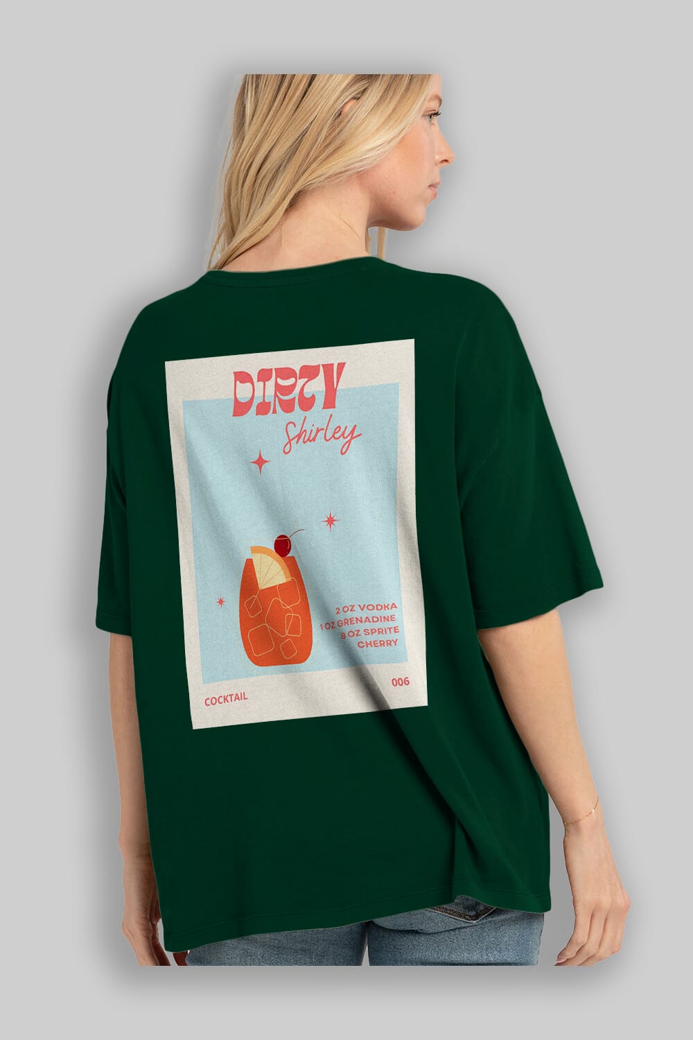 Dirty Shirley Arka Baskılı Oversize t-shirt Erkek Kadın Unisex %100 Pamuk Bisiklet Yaka tişort