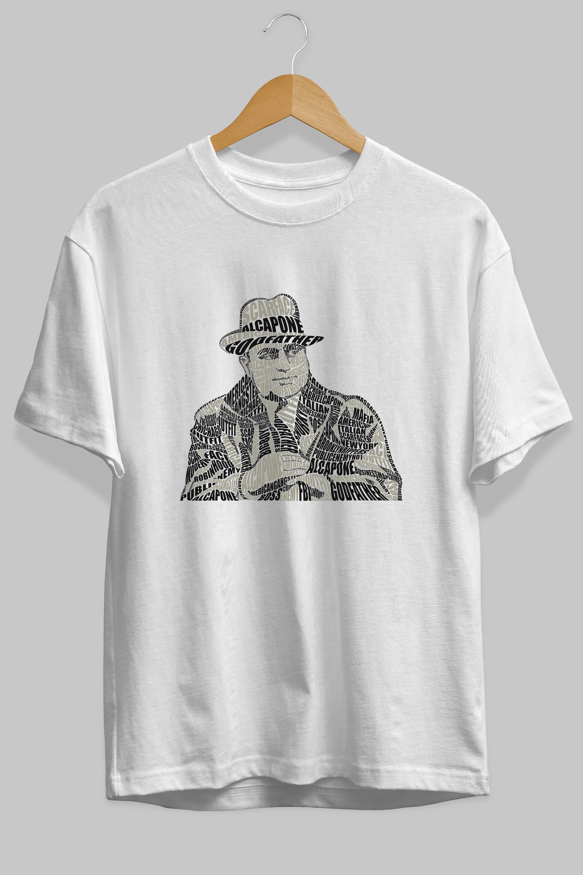 Al Capone Calligram Ön Baskılı Oversize t-shirt %100 pamuk Erkek Kadın Unisex