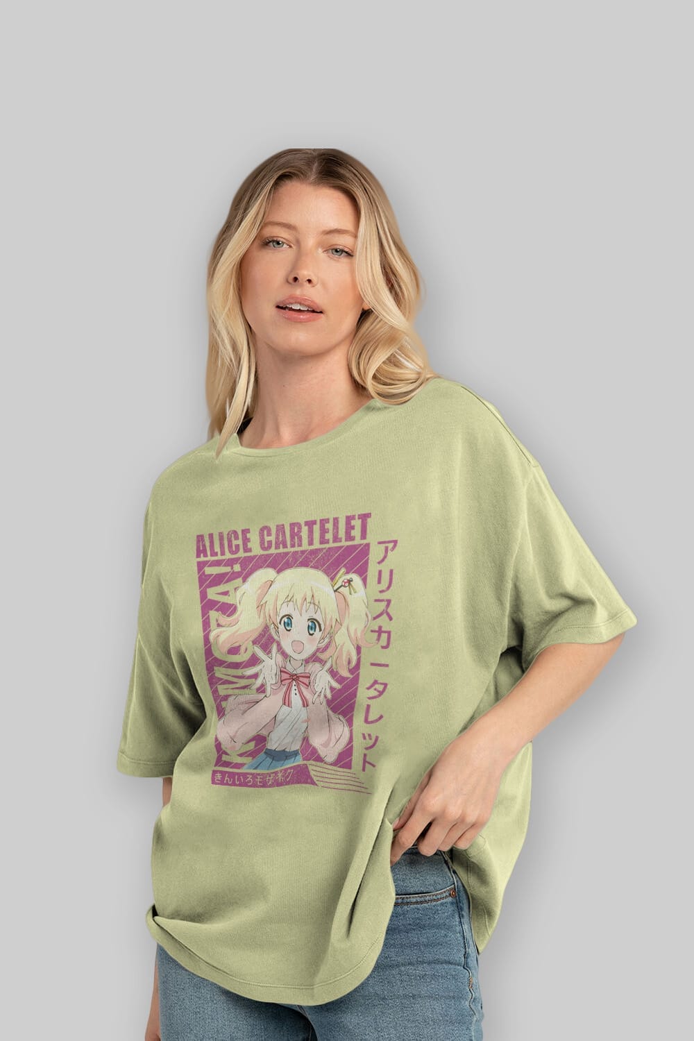 Alice Cartelet 12 Anime Ön Baskılı Oversize t-shirt %100 pamuk Erkek Kadın Unisex