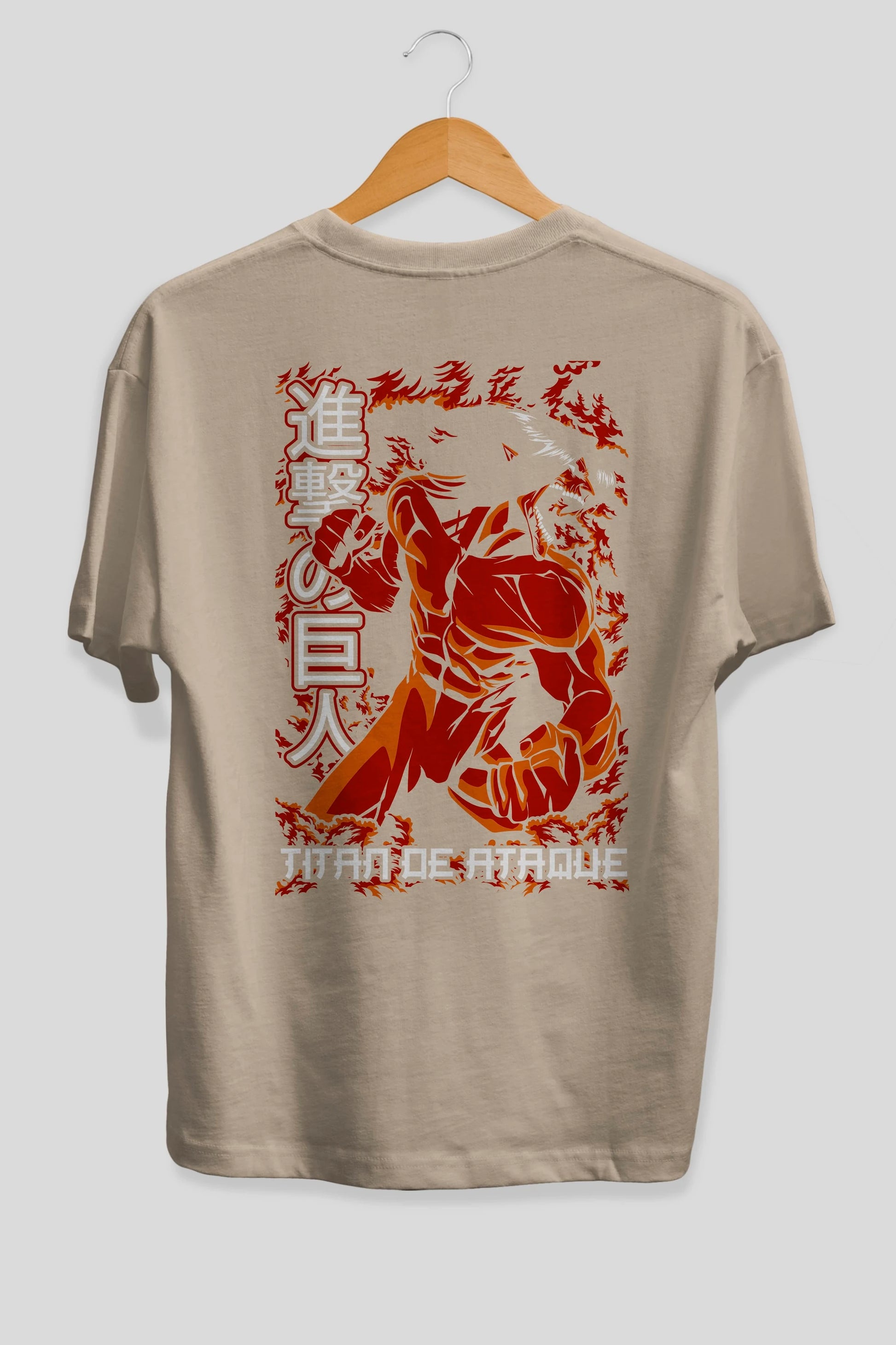Eren Yeager Anime Arka Baskılı Oversize t-shirt Erkek Kadın Unisex %100 pamuk tişort
