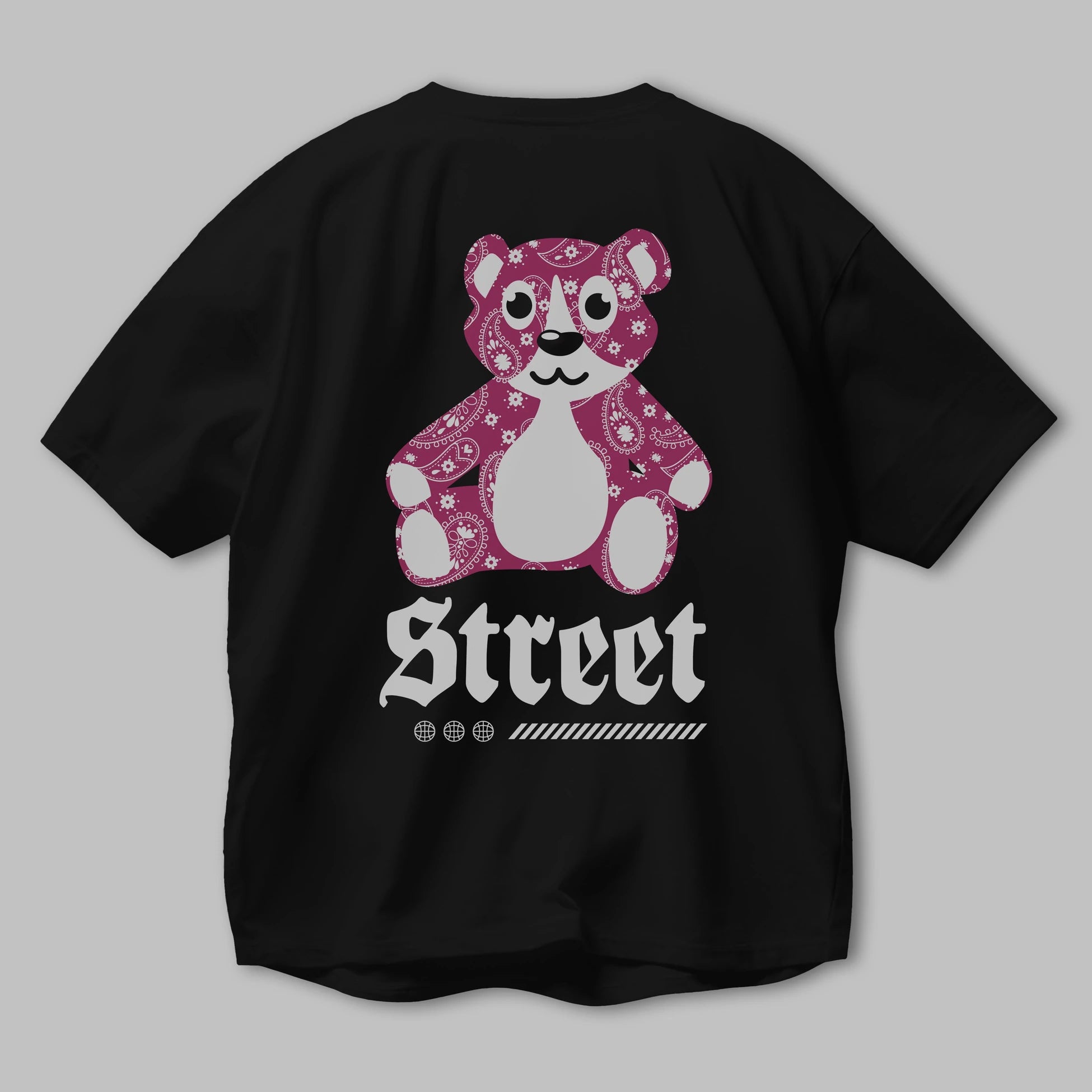 Street Bear Arka Baskılı Oversize t-shirt Erkek Kadın Unisex
