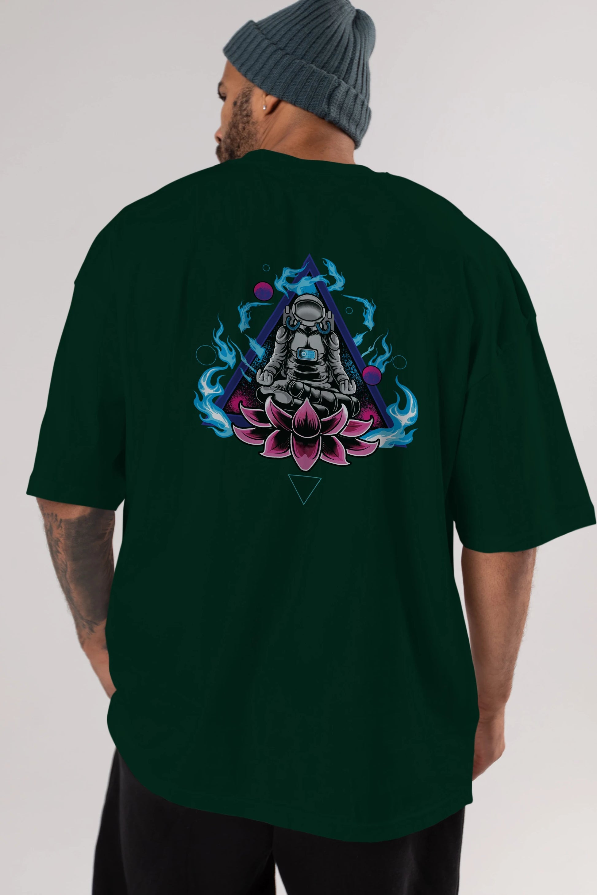 Astronaut Meditation (2) Arka Baskılı Oversize t-shirt Erkek Kadın Unisex