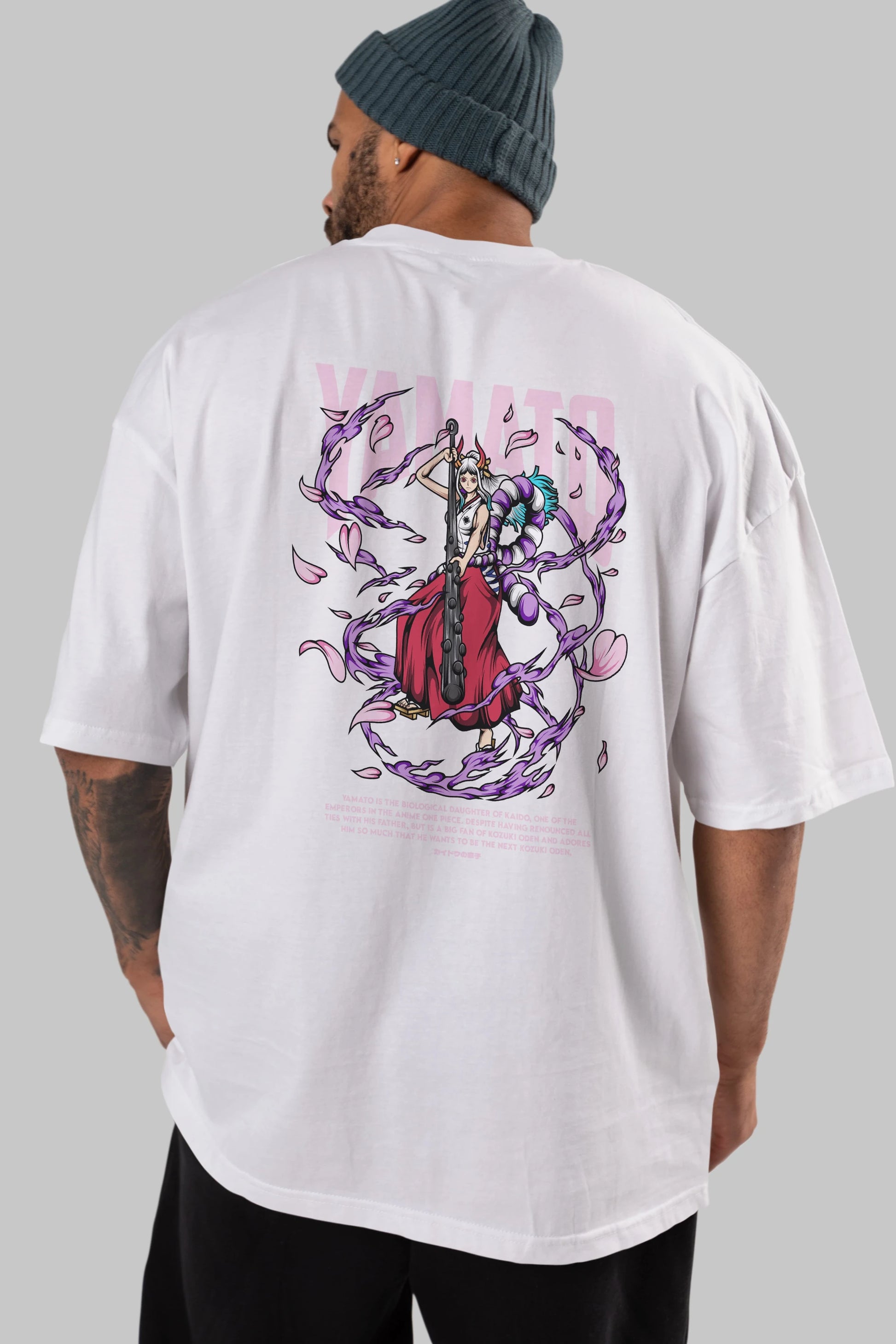 Yamato Anime Arka Baskılı Oversize t-shirt Erkek Kadın Unisex