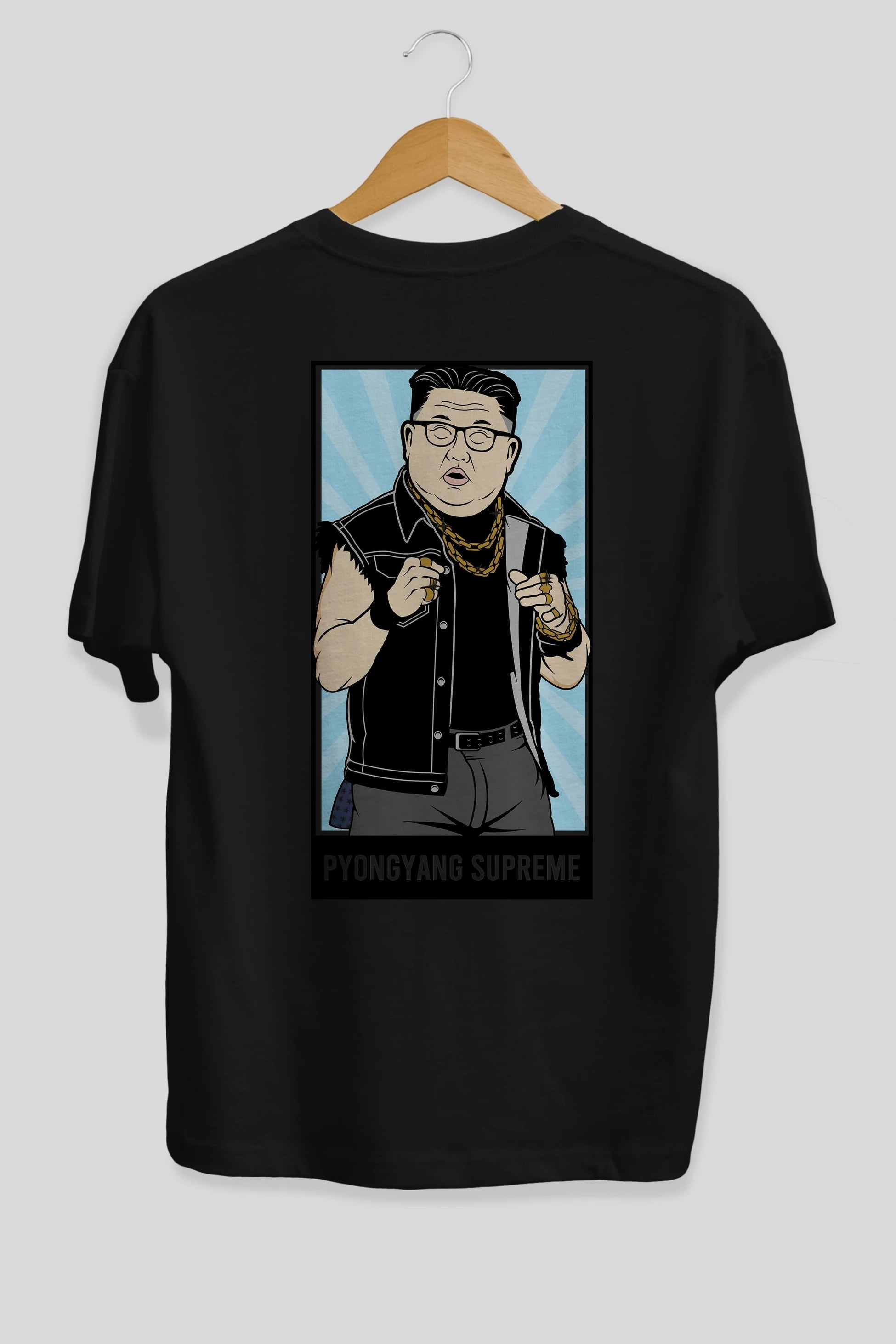 Kim Jong Un Pyongyang Supreme Arka Baskılı Oversize t-shirt Erkek Kadın Unisex %100 Pamuk tişort