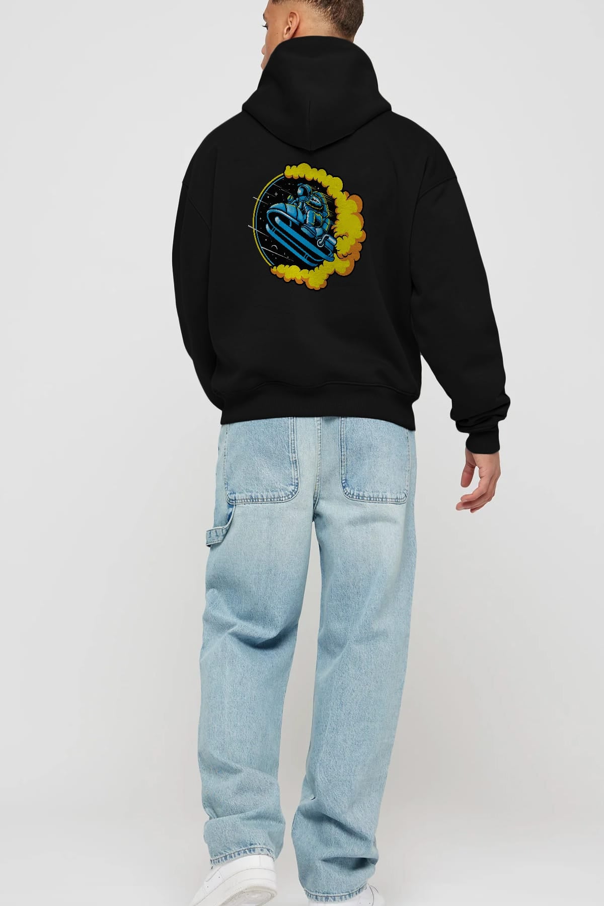 Astrojump with Snowmobile Arka Baskılı Hoodie Oversize Kapüşonlu Sweatshirt Erkek Kadın Unisex