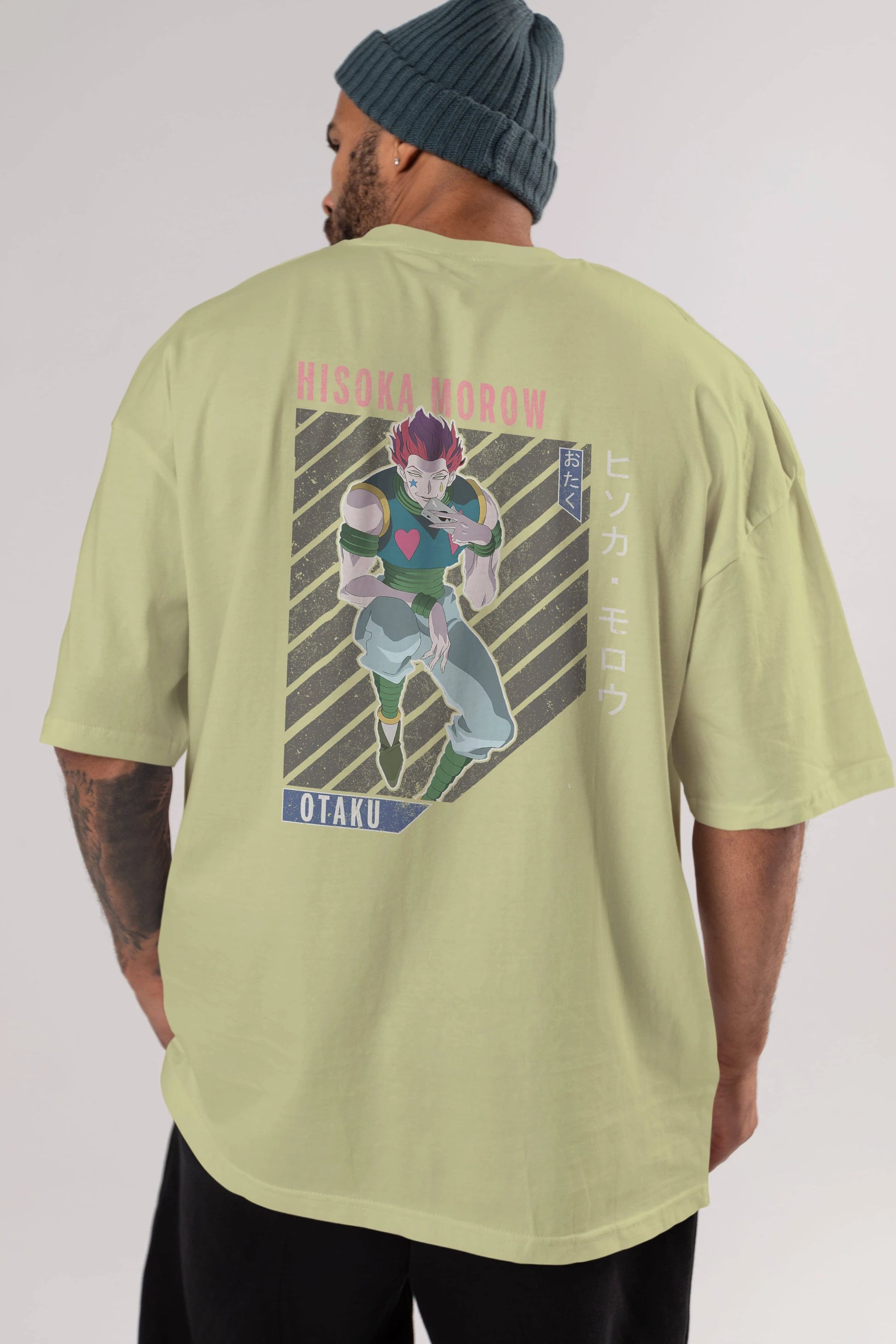 Hisoka Morow 2 2 Anime Arka Baskılı Oversize t-shirt Erkek Kadın Unisex