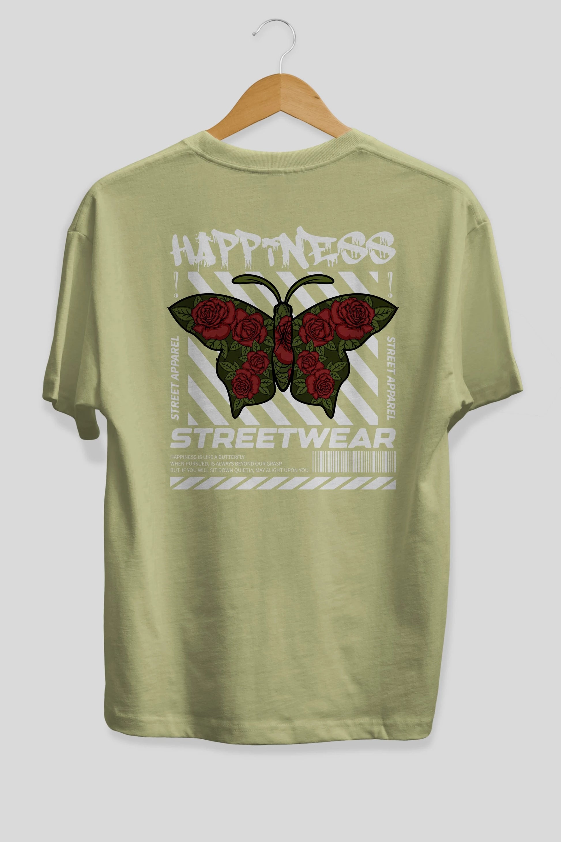 Happiness Streetwear Arka Baskılı Oversize t-shirt Erkek Kadın Unisex
