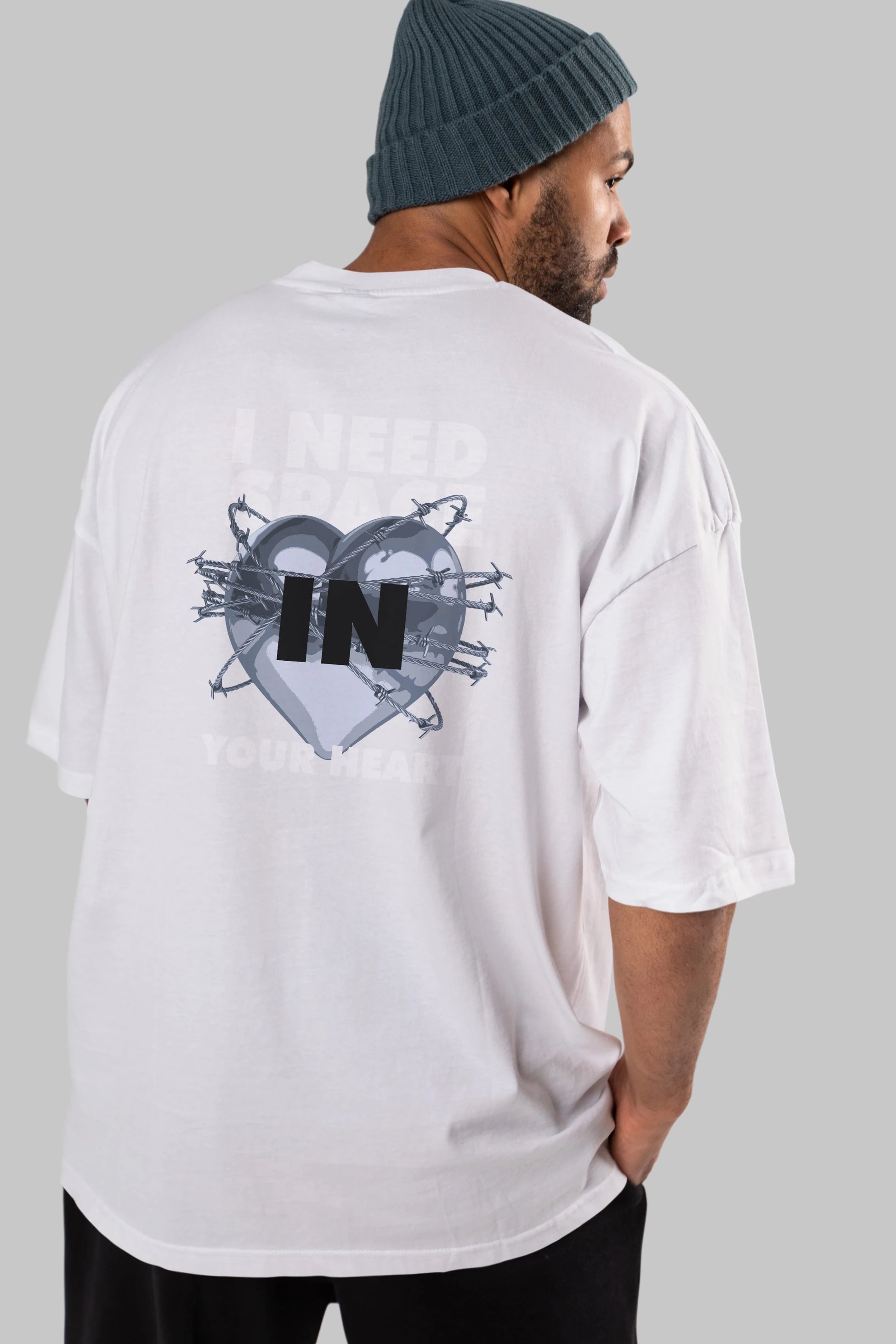 I Need Space Your Heart Arka Baskılı Oversize t-shirt Erkek Kadın Unisex