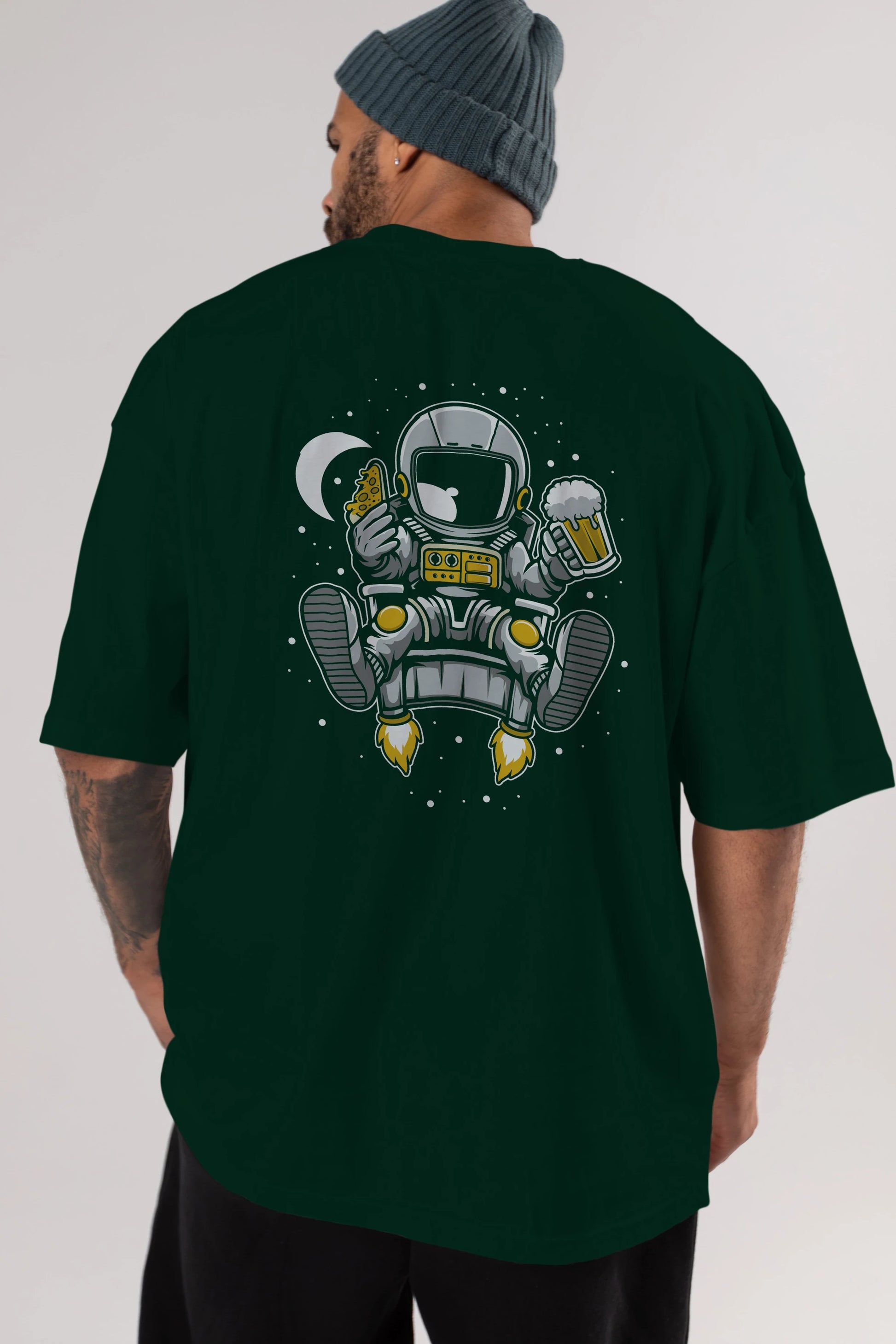 Astronaut Relax (2) Arka Baskılı Oversize t-shirt Erkek Kadın Unisex