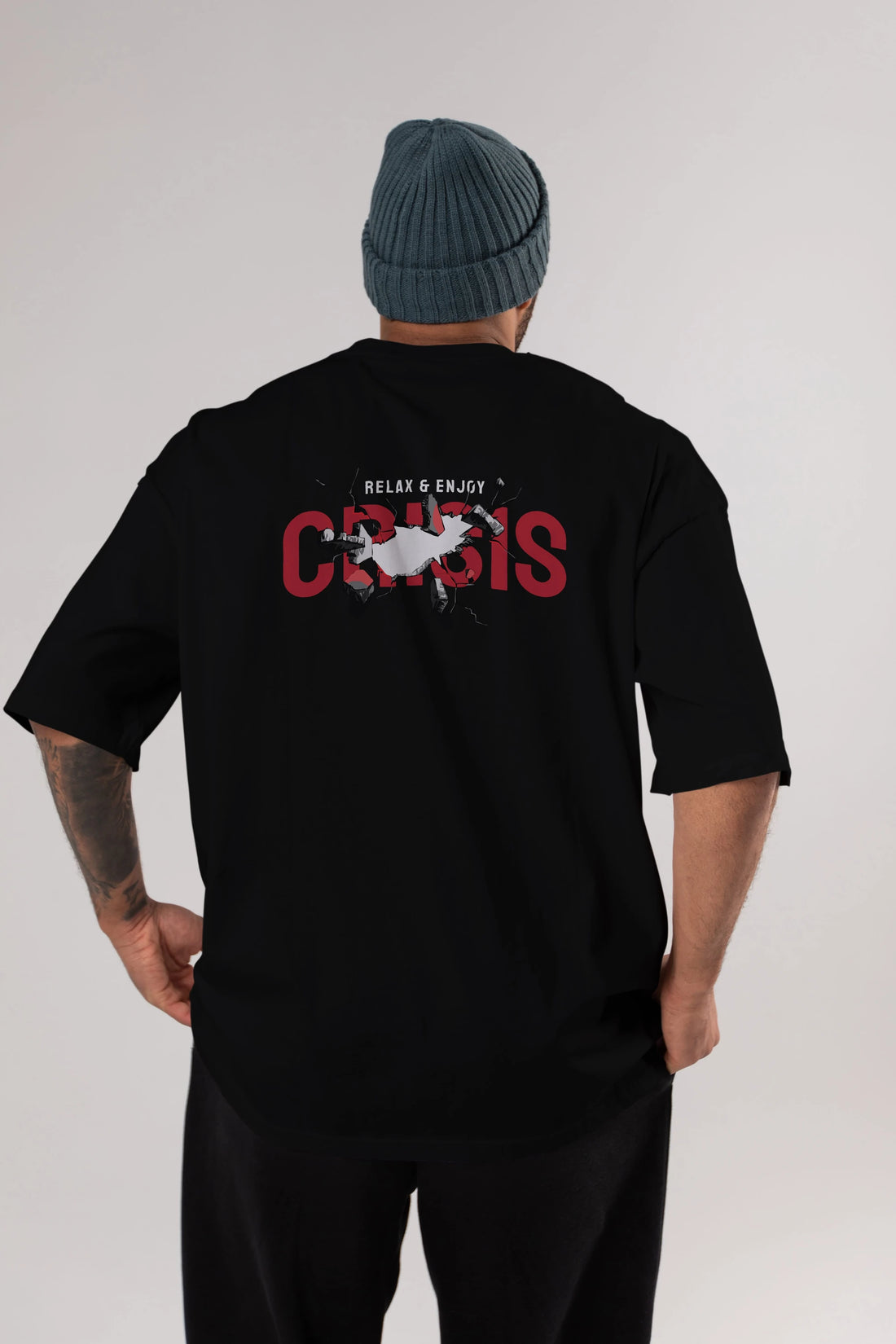 Relax and Enjoy Arka Baskılı Oversize t-shirt Erkek Kadın Unisex