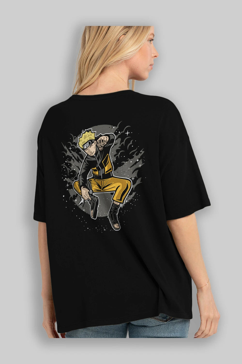 NARUTO Arka Baskılı Oversize t-shirt Erkek Kadın Unisex %100 Pamuk