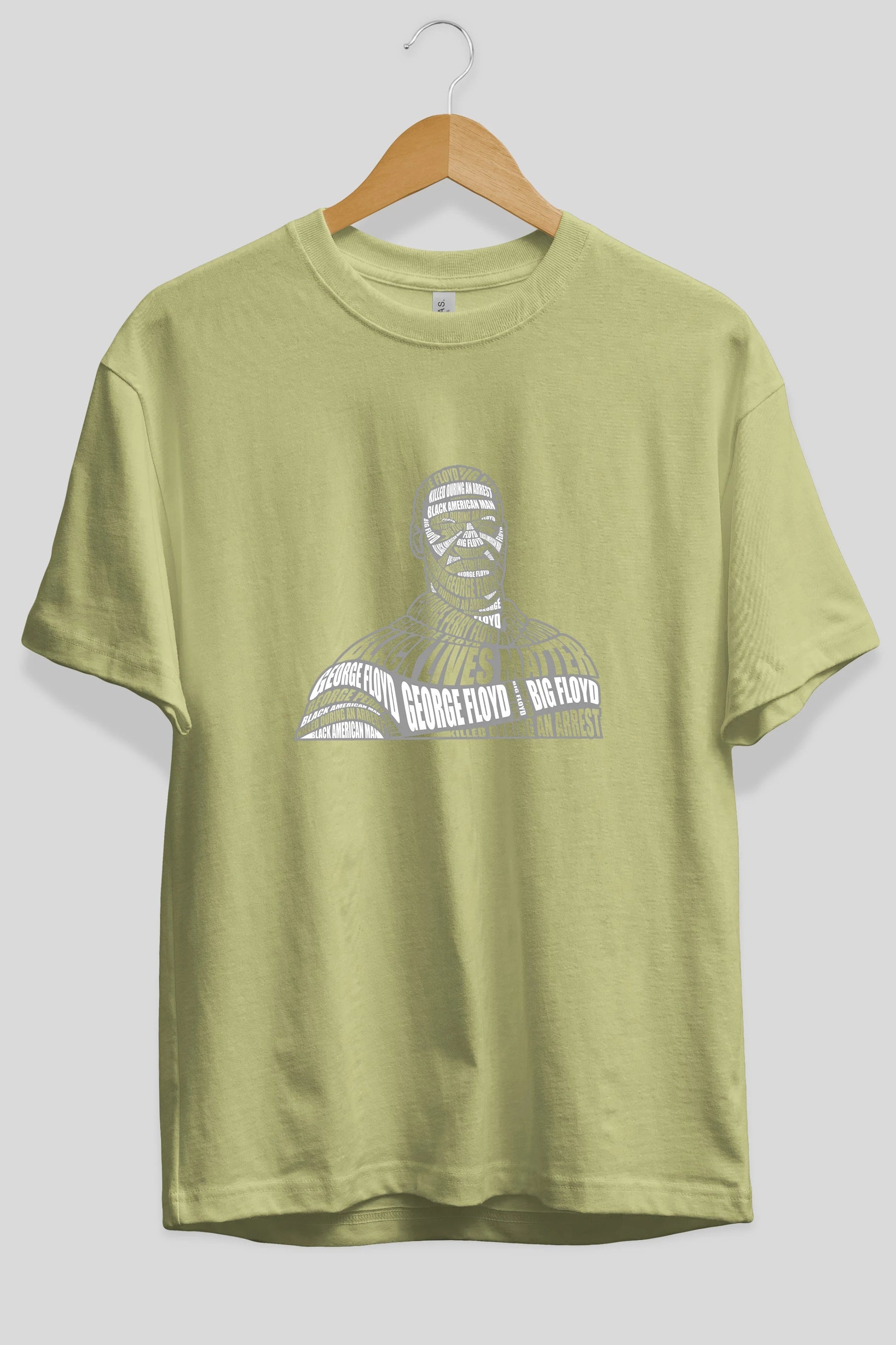 George Floyd Calligram Ön Baskılı Oversize t-shirt %100 pamuk Erkek Kadın Unisex