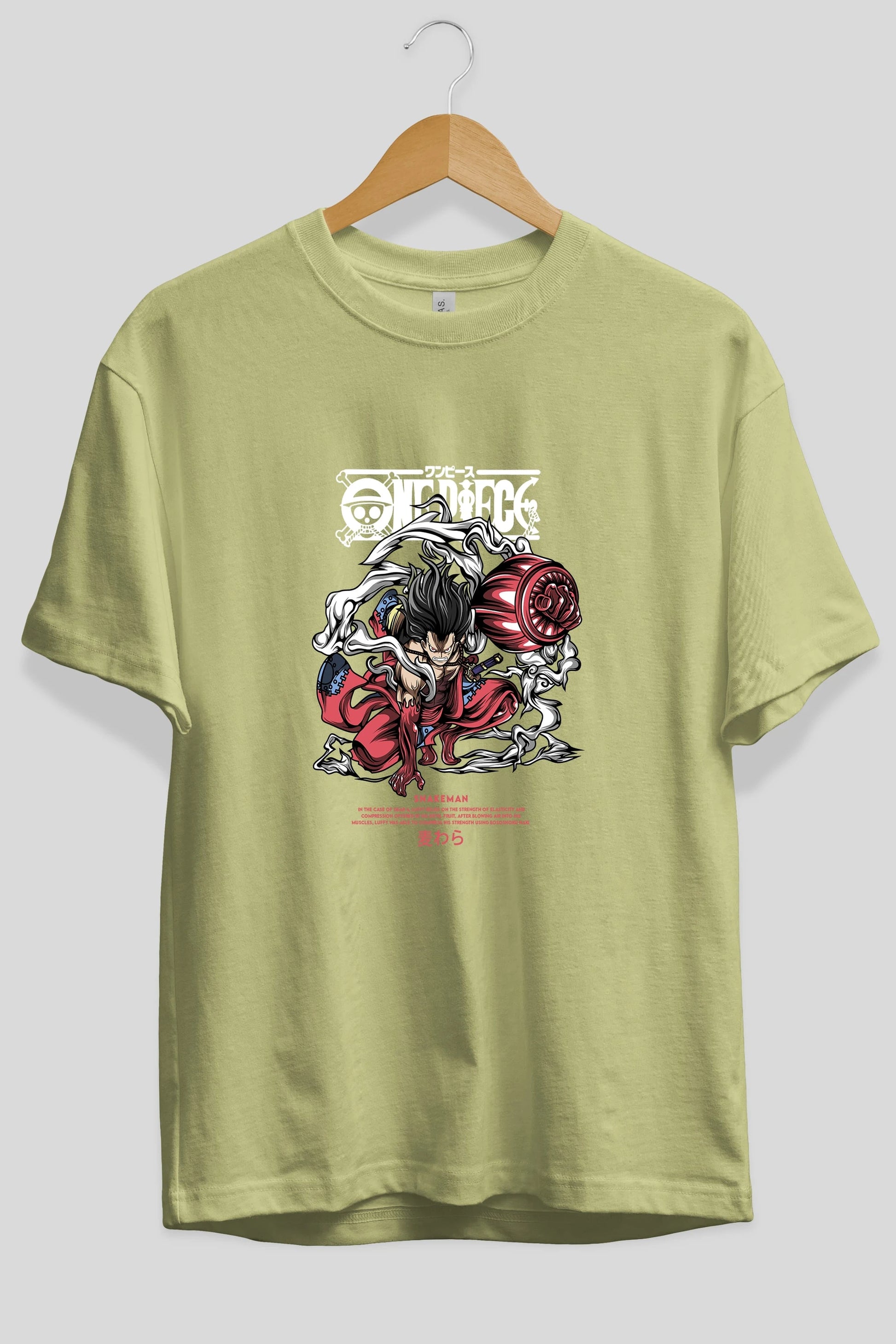 One Piece Snakeman Anime Ön Baskılı Oversize t-shirt %100 pamuk Erkek Kadın Unisex