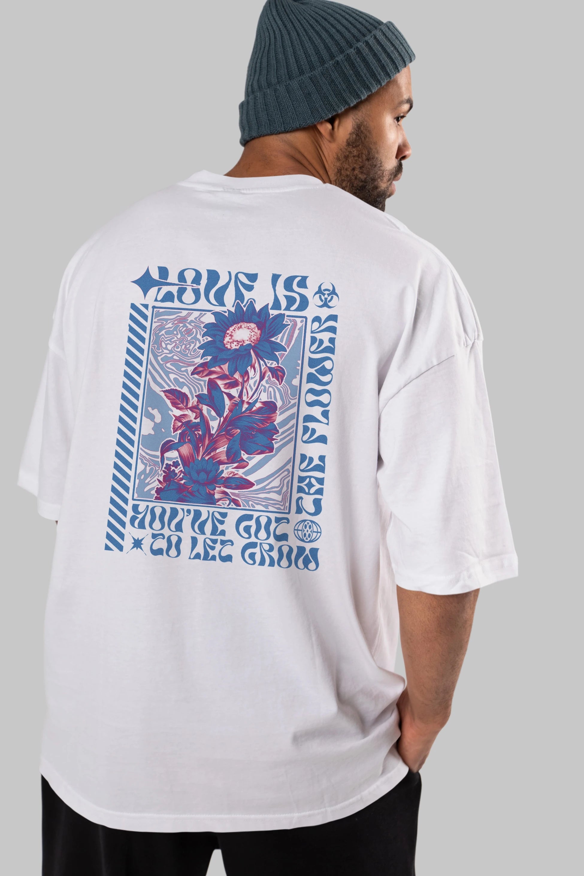 Love is the flower you've got to let grow Arka Baskılı Oversize t-shirt Erkek Kadın Unisex