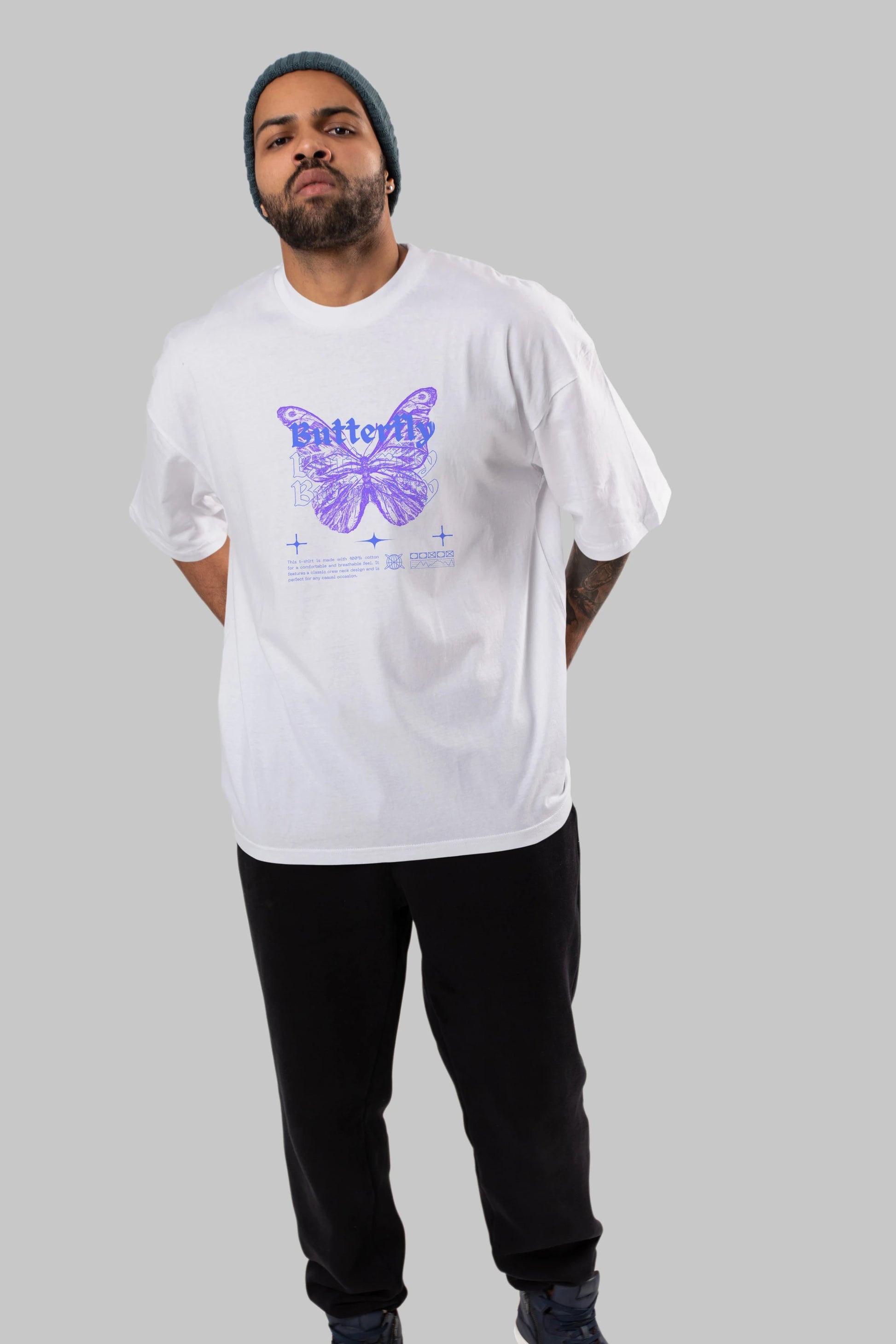 Butterfly Streetwear Ön Baskılı Oversize t-shirt Erkek Kadın Unisex