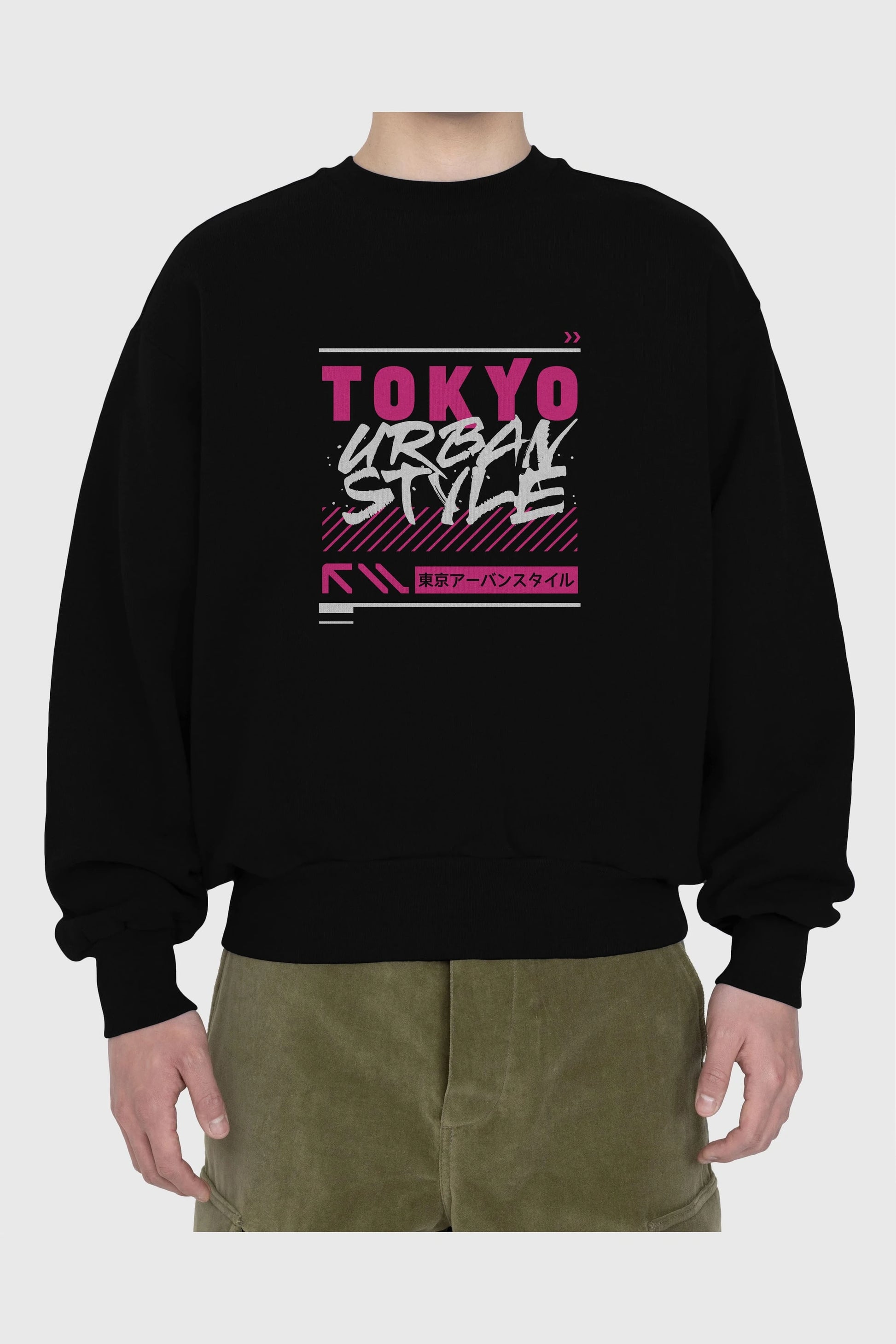 Tokyo Urban Style Ön Baskılı Oversize Sweatshirt Erkek Kadın Unisex