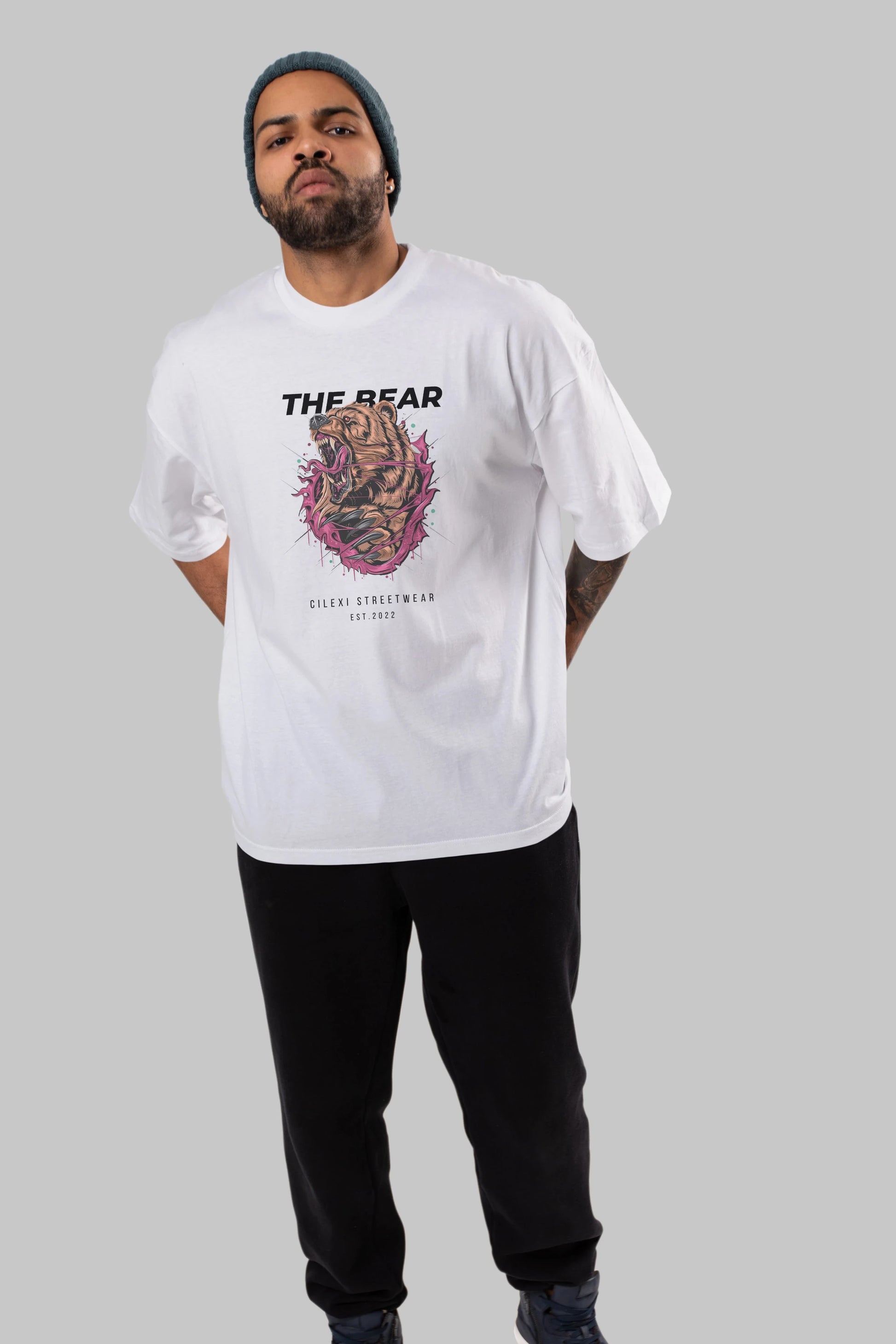 The Bear Ön Baskılı Oversize t-shirt Erkek Kadın Unisex
