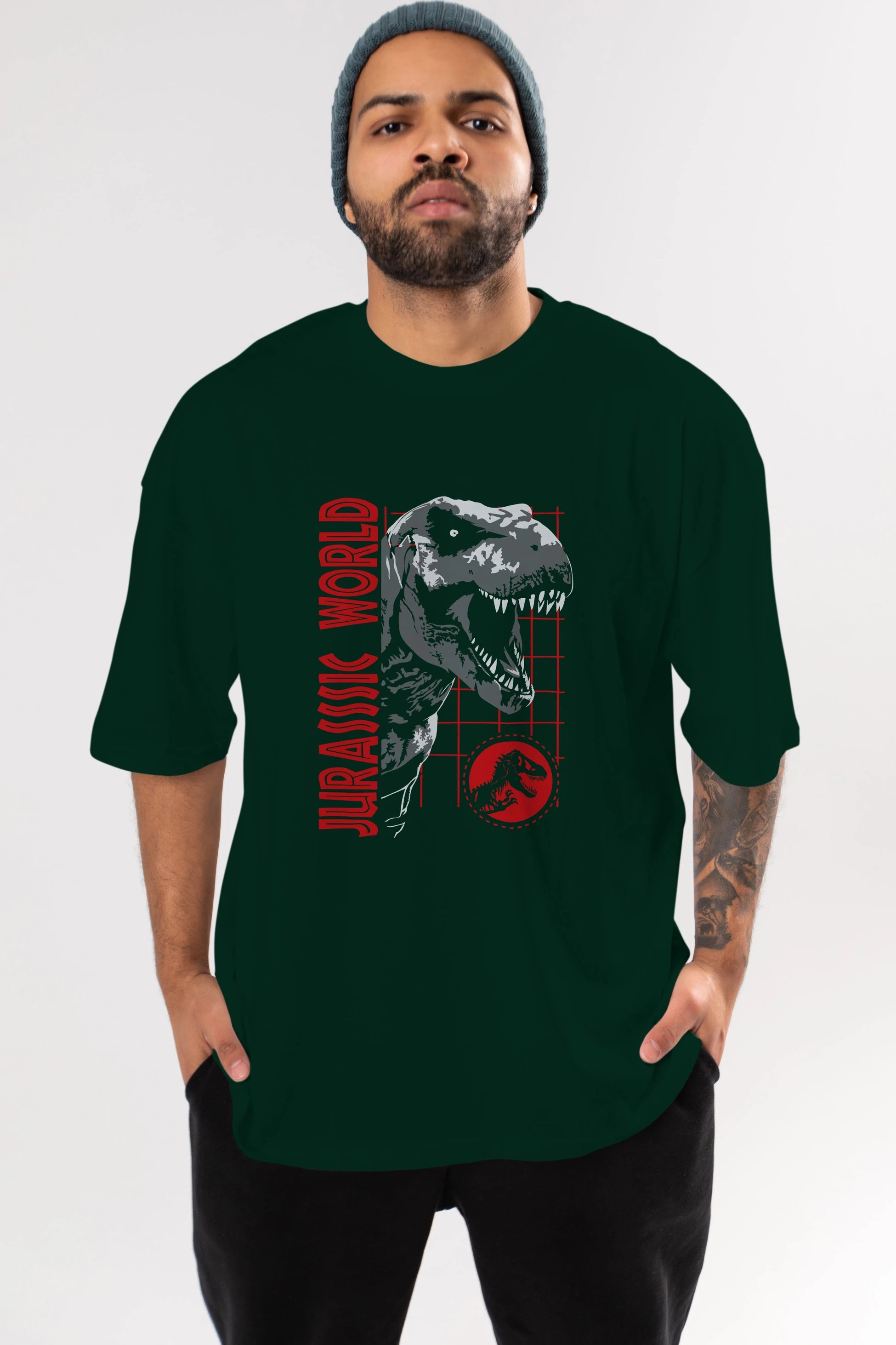 Jurassic Park (2) Ön Baskılı Oversize t-shirt Erkek Kadın Unisex %100 Pamuk Bisiklet Yaka tişort