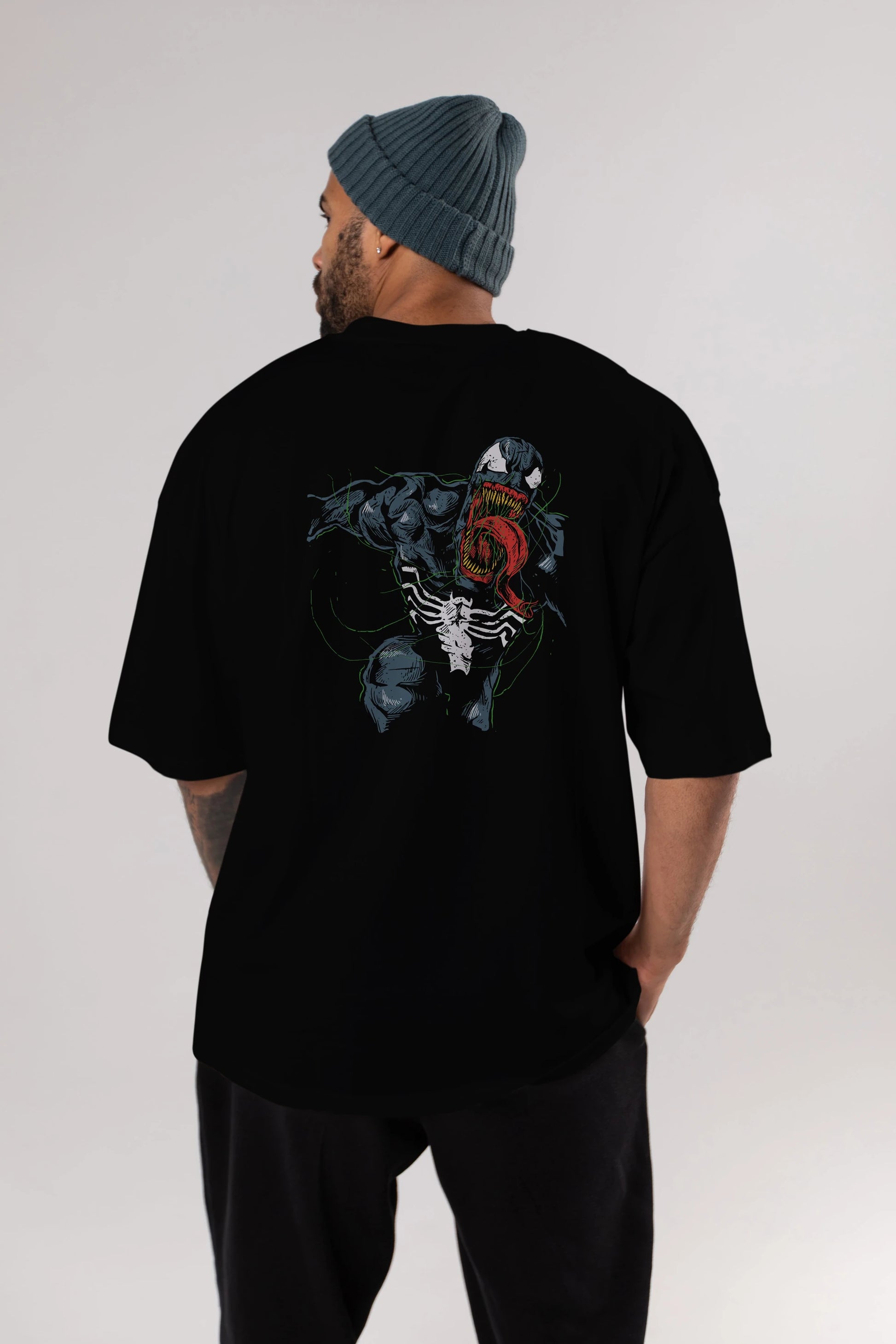 Venom (6) Arka Baskılı Oversize t-shirt Erkek Kadın Unisex %100 Pamuk Bisiklet Yaka tişort