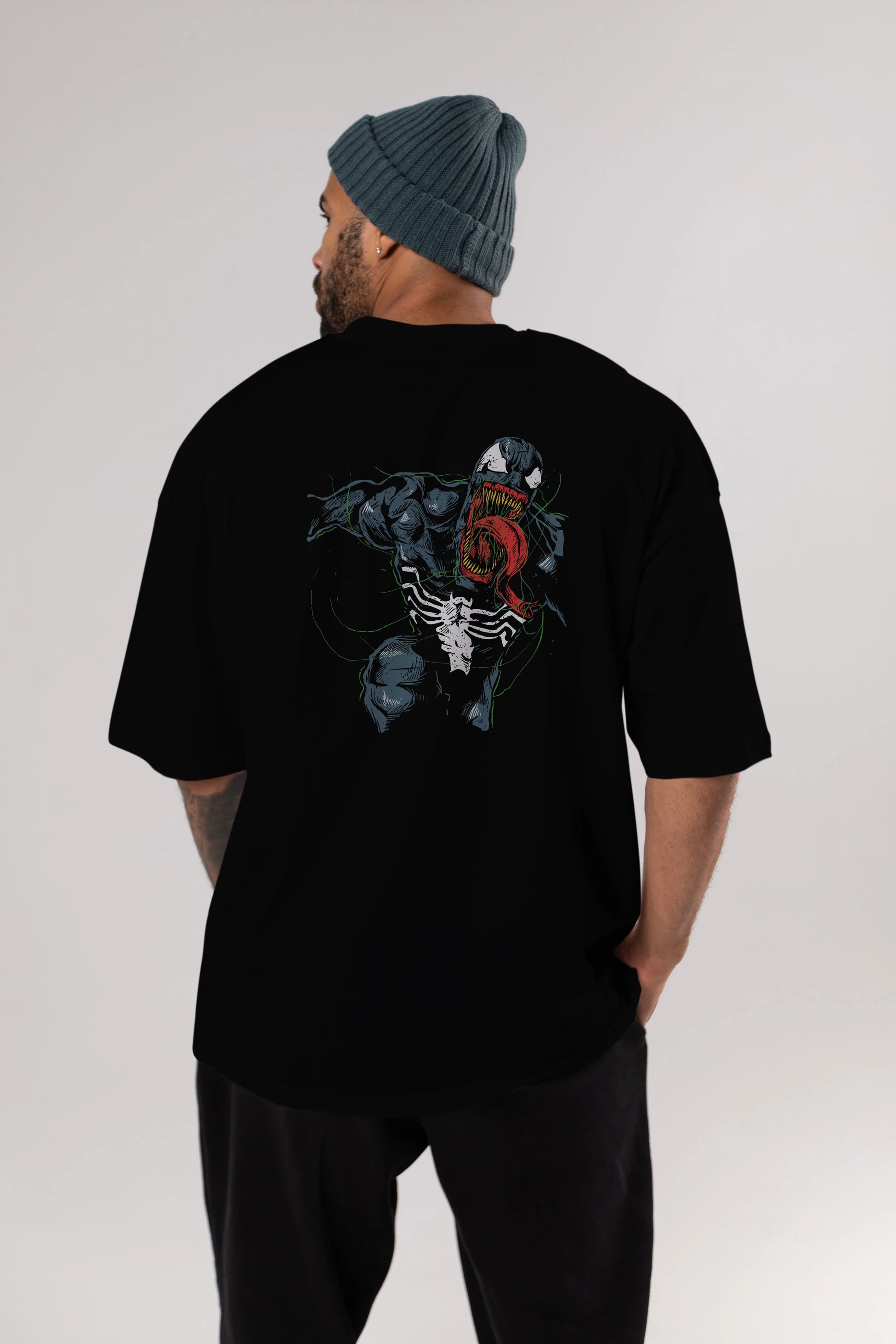 Venom (6) Arka Baskılı Oversize t-shirt Erkek Kadın Unisex %100 Pamuk Bisiklet Yaka tişort