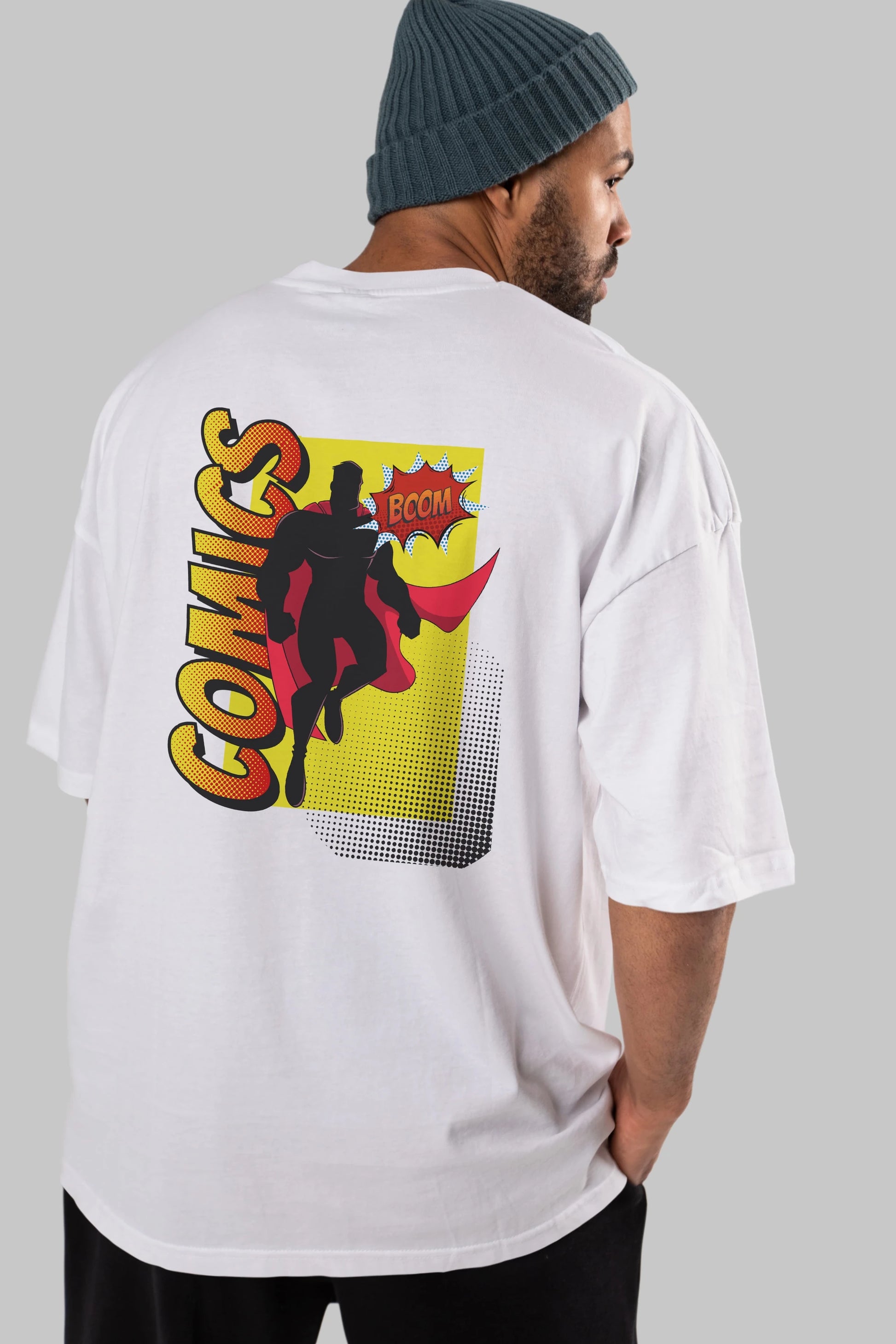 Comics Boom Arka Baskılı Oversize t-shirt Erkek Kadın Unisex