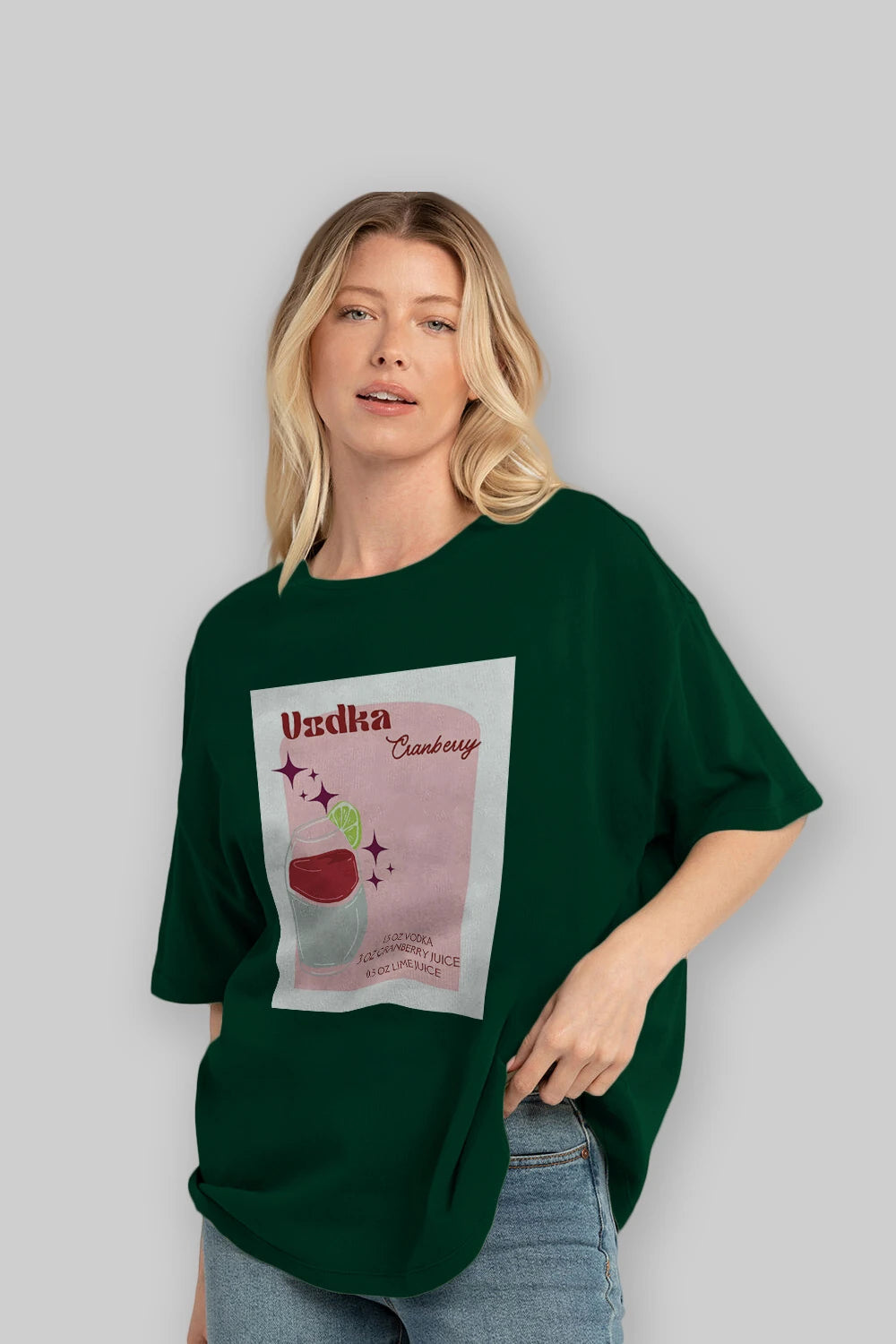 Vodka Cranberry 2 Ön Baskılı Oversize t-shirt Erkek Kadın Unisex %100 Pamuk Bisiklet Yaka tişort