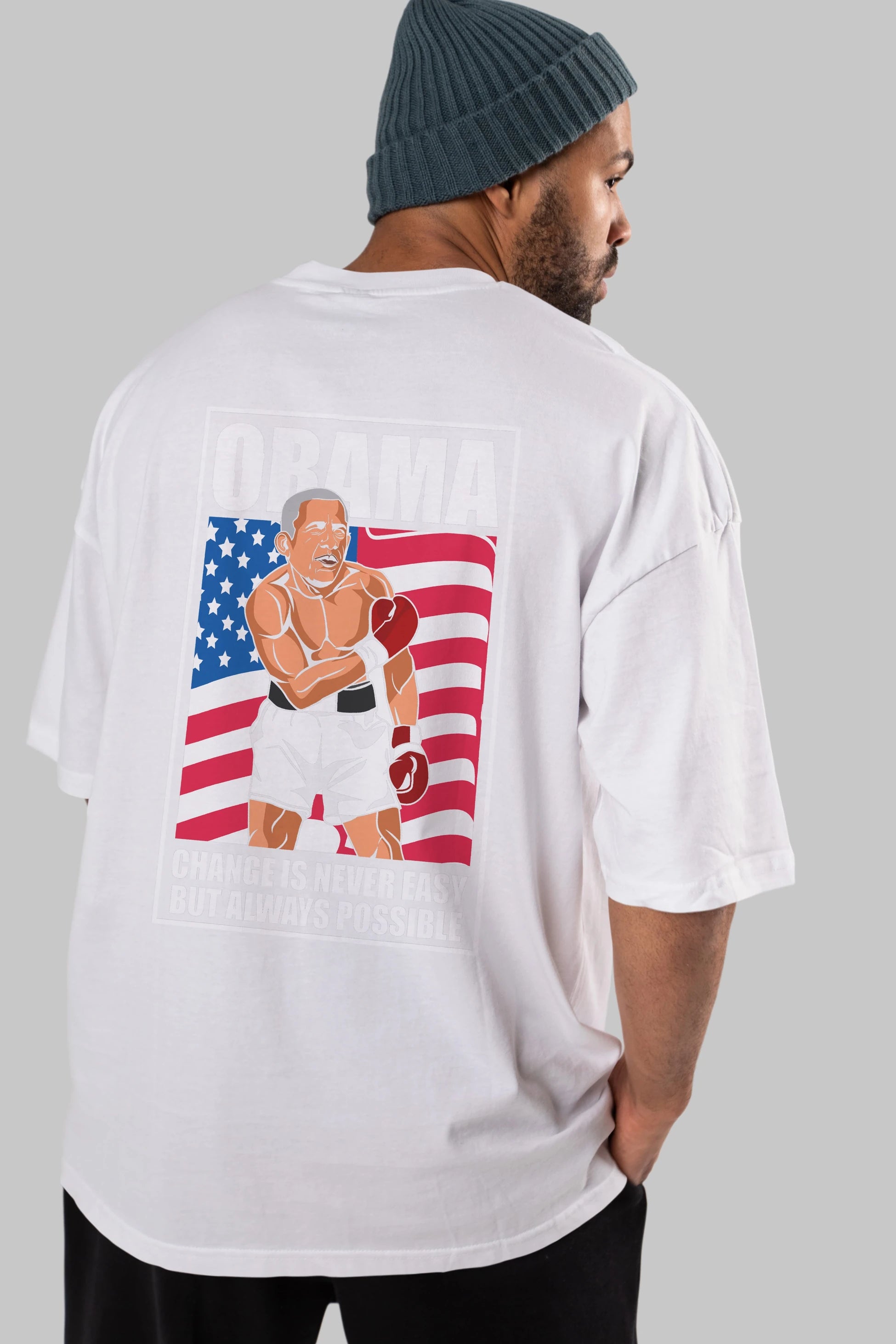 Obama Arka Baskılı Oversize t-shirt Erkek Kadın Unisex %100 Pamuk tişort