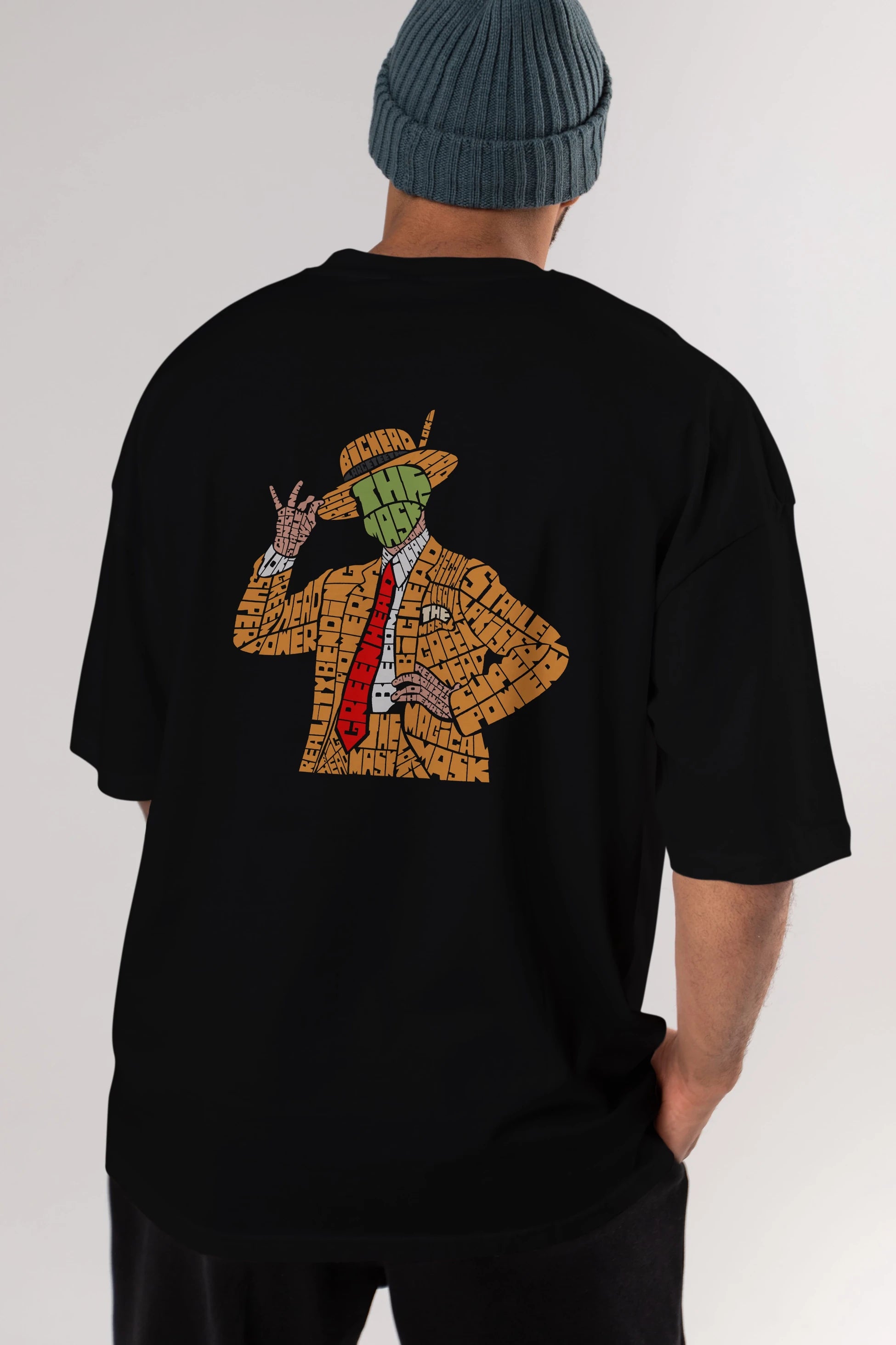 The Mask Arka Baskılı Oversize t-shirt %100 pamuk Erkek Kadın Unisex