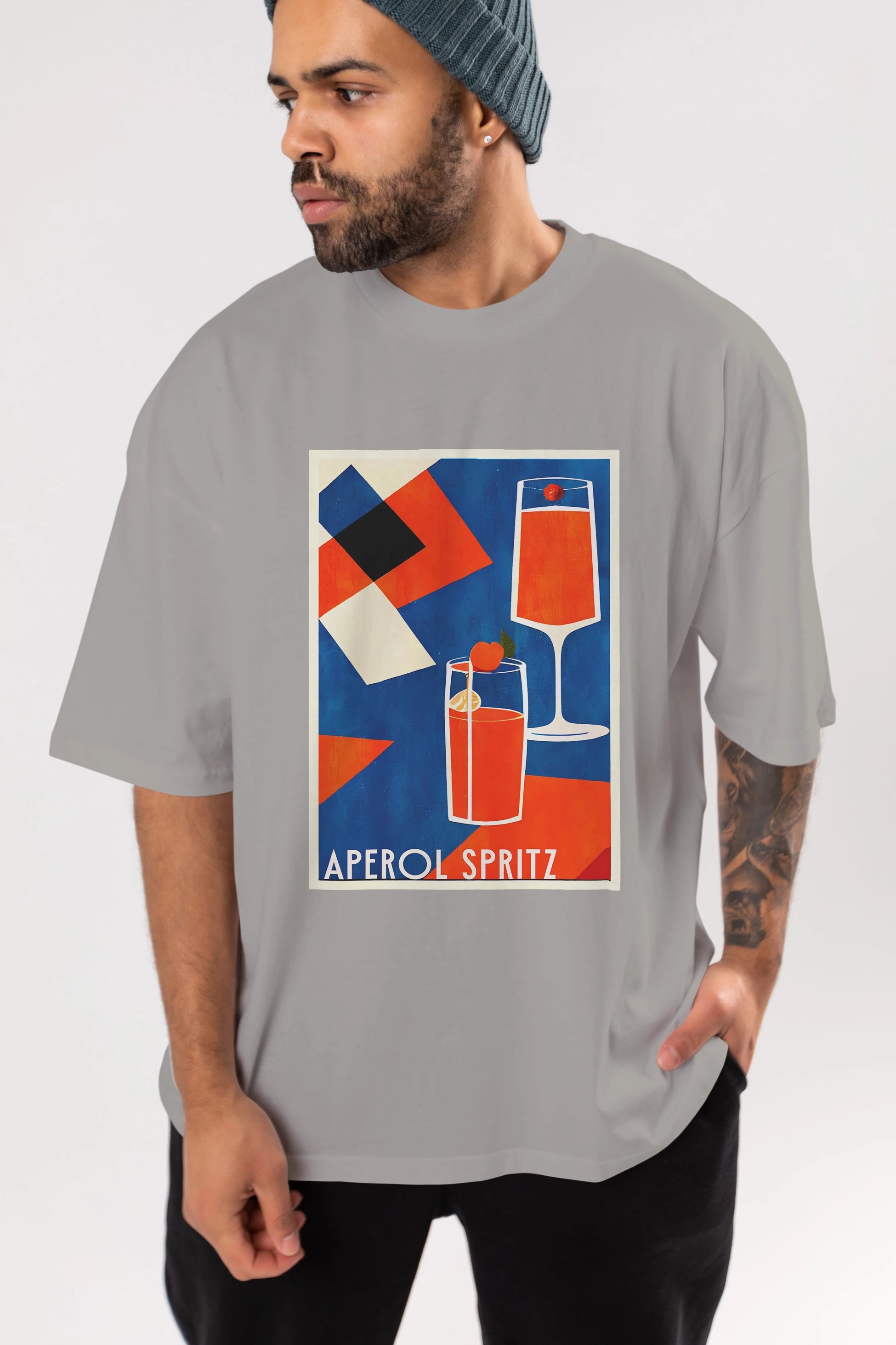 Aperol Spritz 4 Ön Baskılı Oversize t-shirt Erkek Kadın Unisex %100 Pamuk Bisiklet Yaka tişort