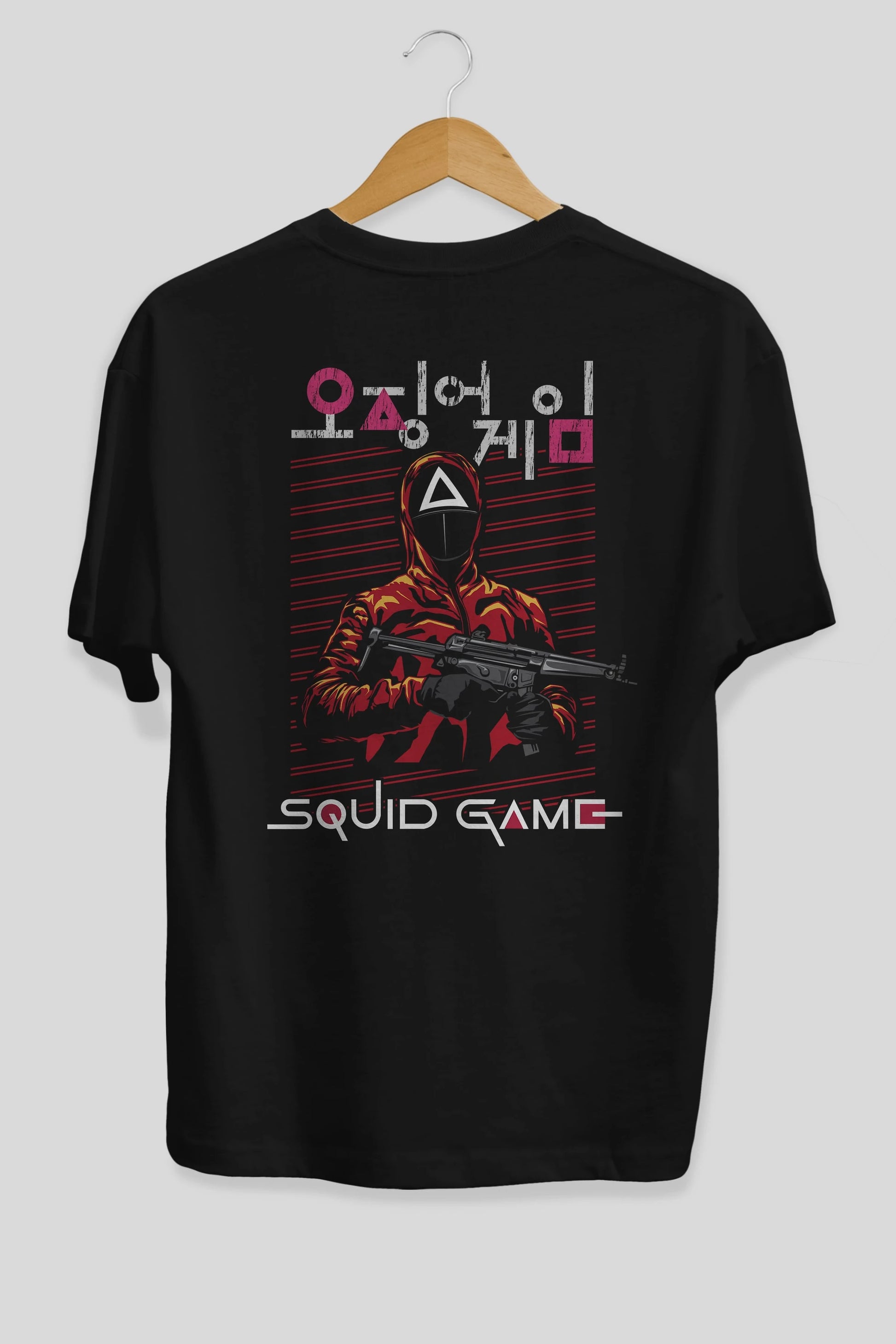 Squid Game (2) Arka Baskılı Oversize t-shirt Erkek Kadın Unisex %100 Pamuk Bisiklet Yaka tişort
