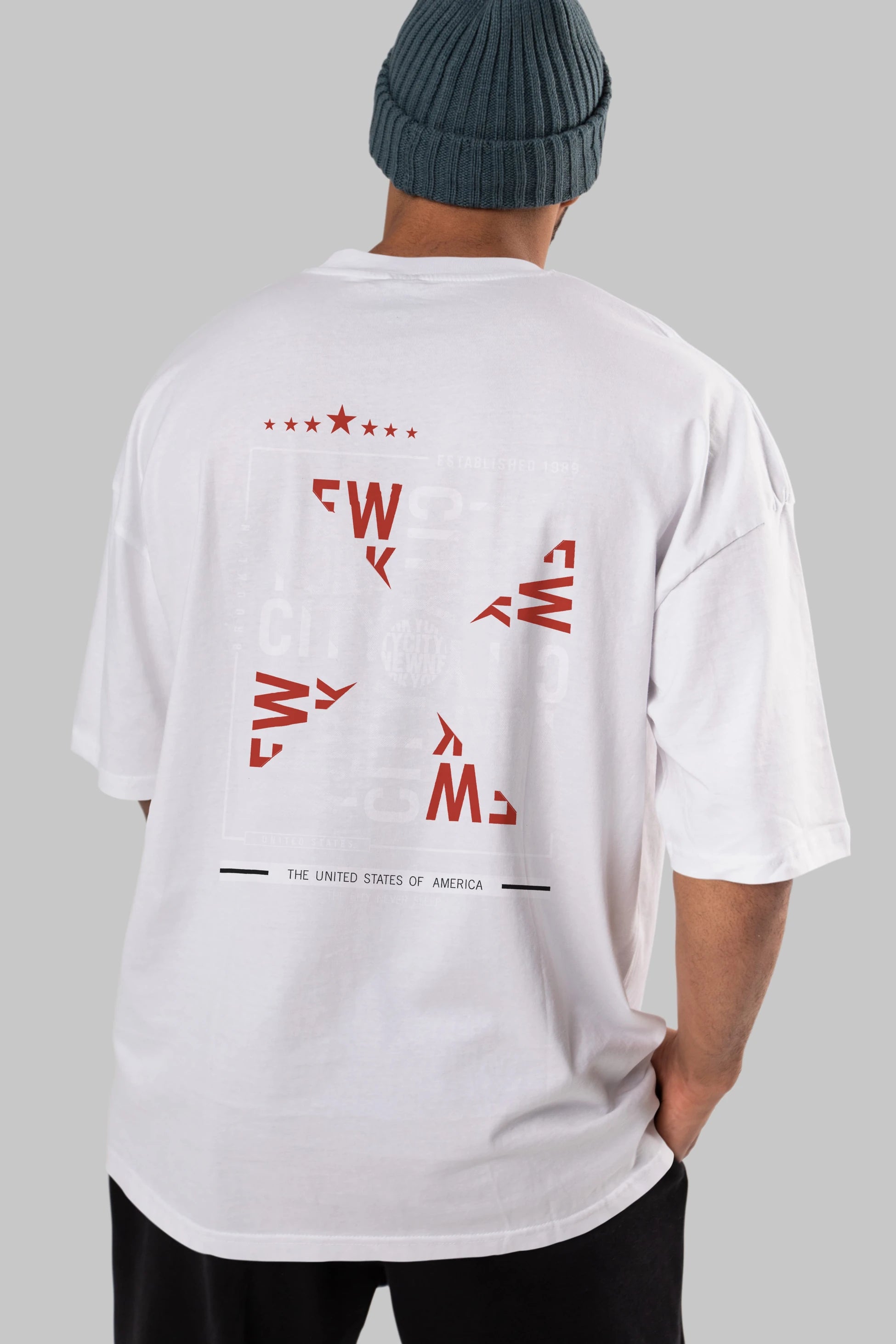 New York Style 2 Arka Baskılı Oversize t-shirt Erkek Kadın Unisex