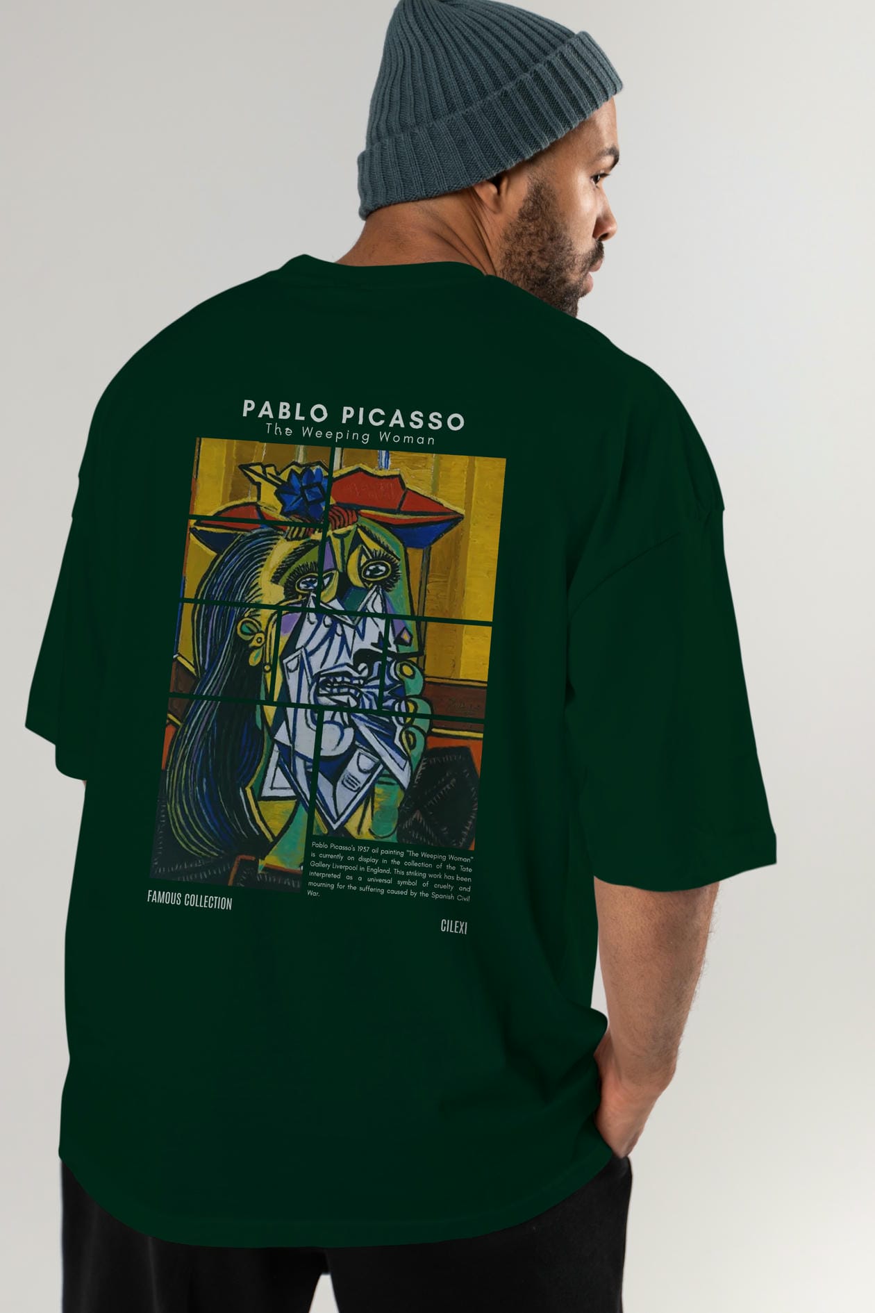 Pablo Picasso Arka Baskılı Oversize t-shirt Erkek Kadın Bisiklet Yaka Pamuk tişort