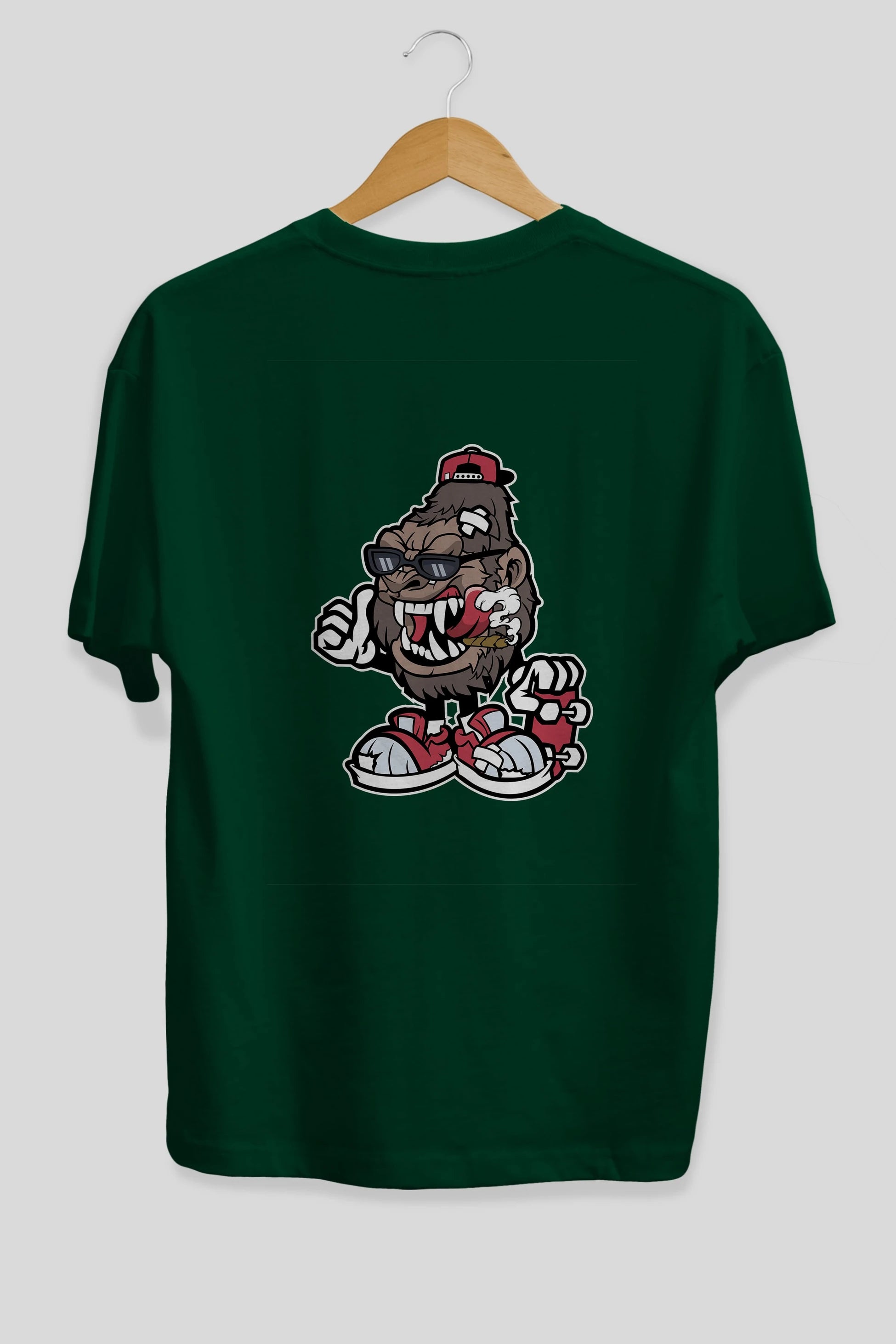 Gorilla Skater Arka Baskılı Oversize t-shirt Erkek Kadın Unisex %100 Pamuk tişort
