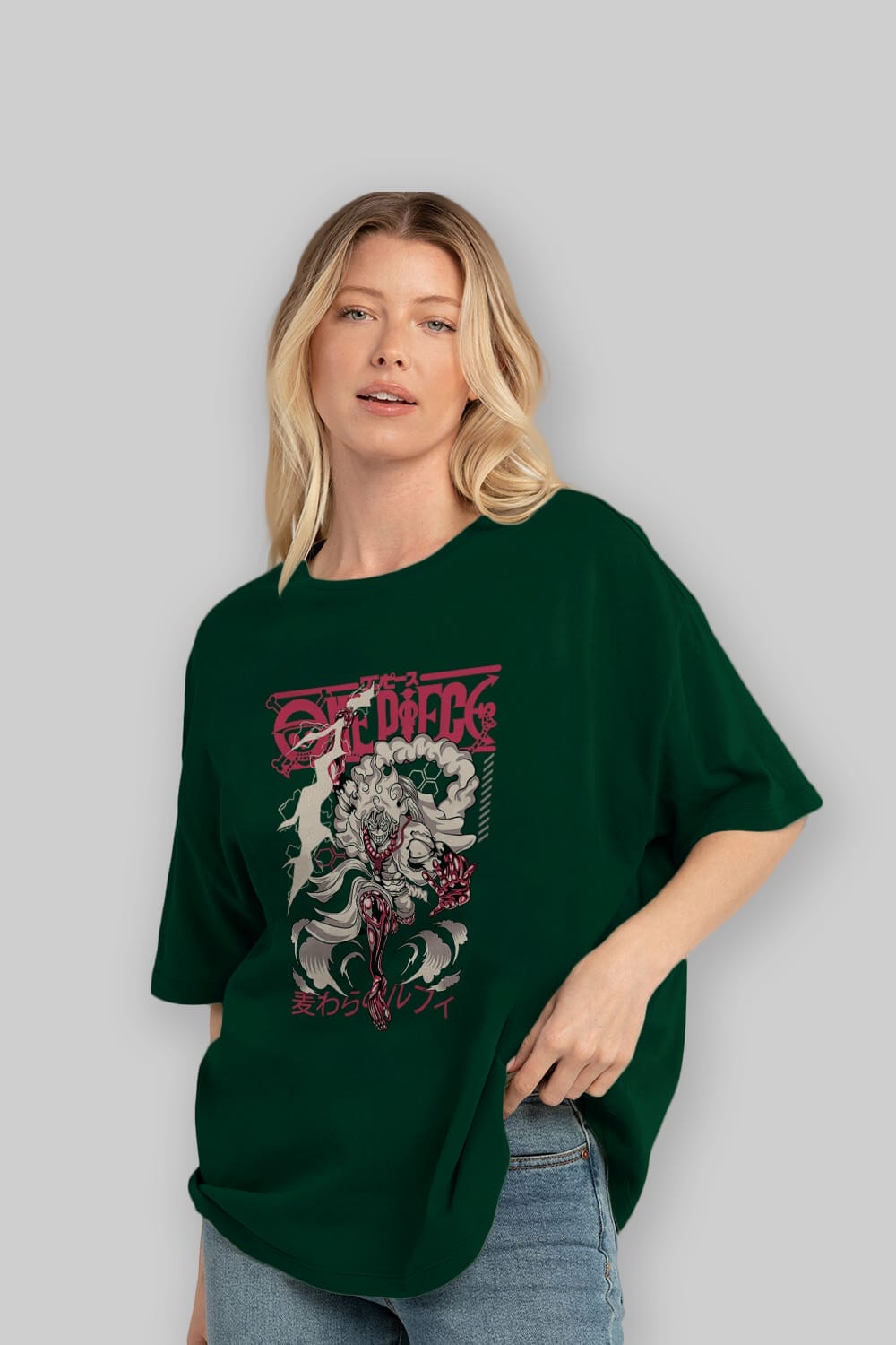 MONKEY D. LUFF-ONE PIECE 1 Anime Ön Baskılı Oversize t-shirt %100 pamuk Erkek Kadın Unisex