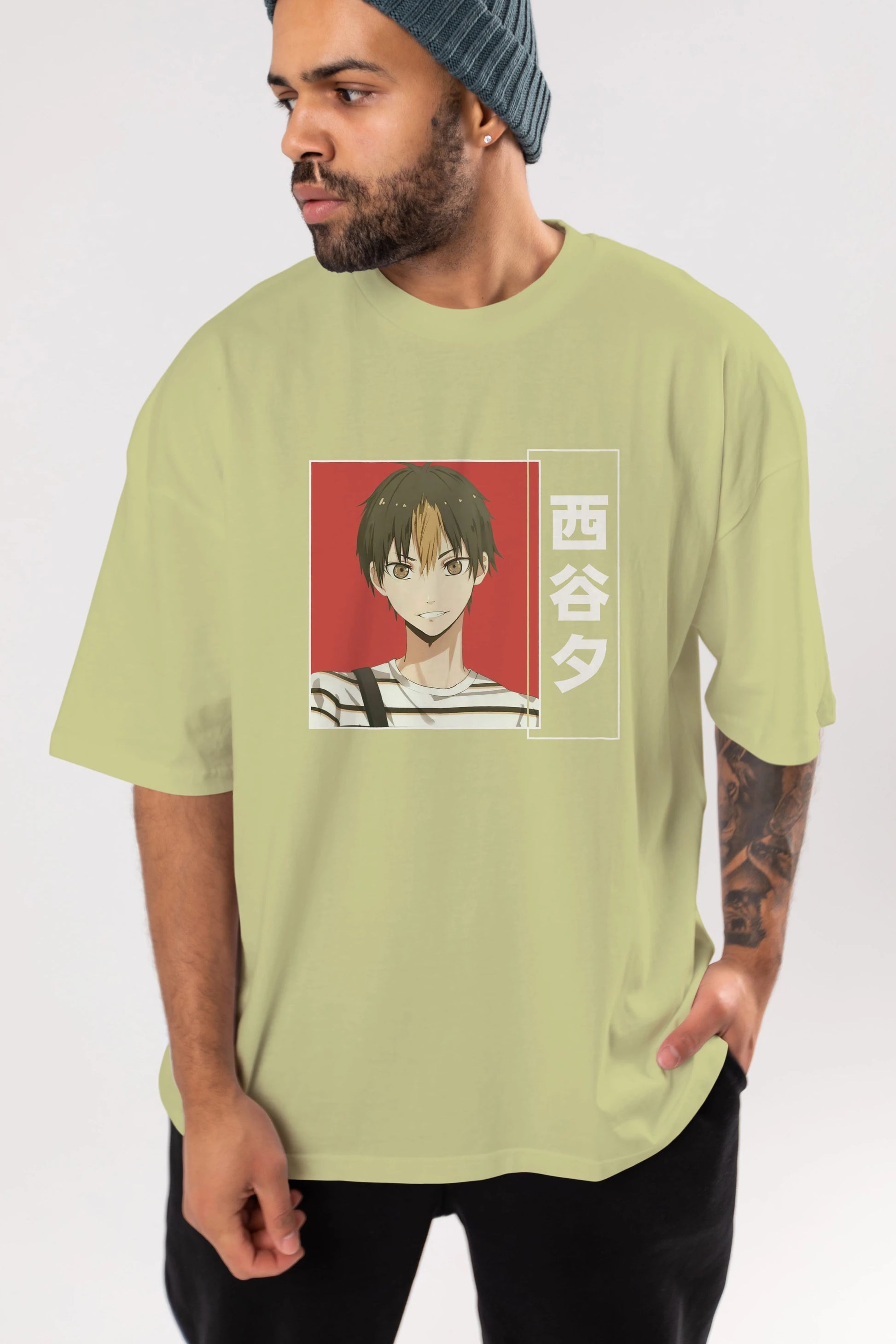 Yuu Nishinoya 1 Anime Ön Baskılı Oversize t-shirt %100 pamuk Erkek Kadın Unisex