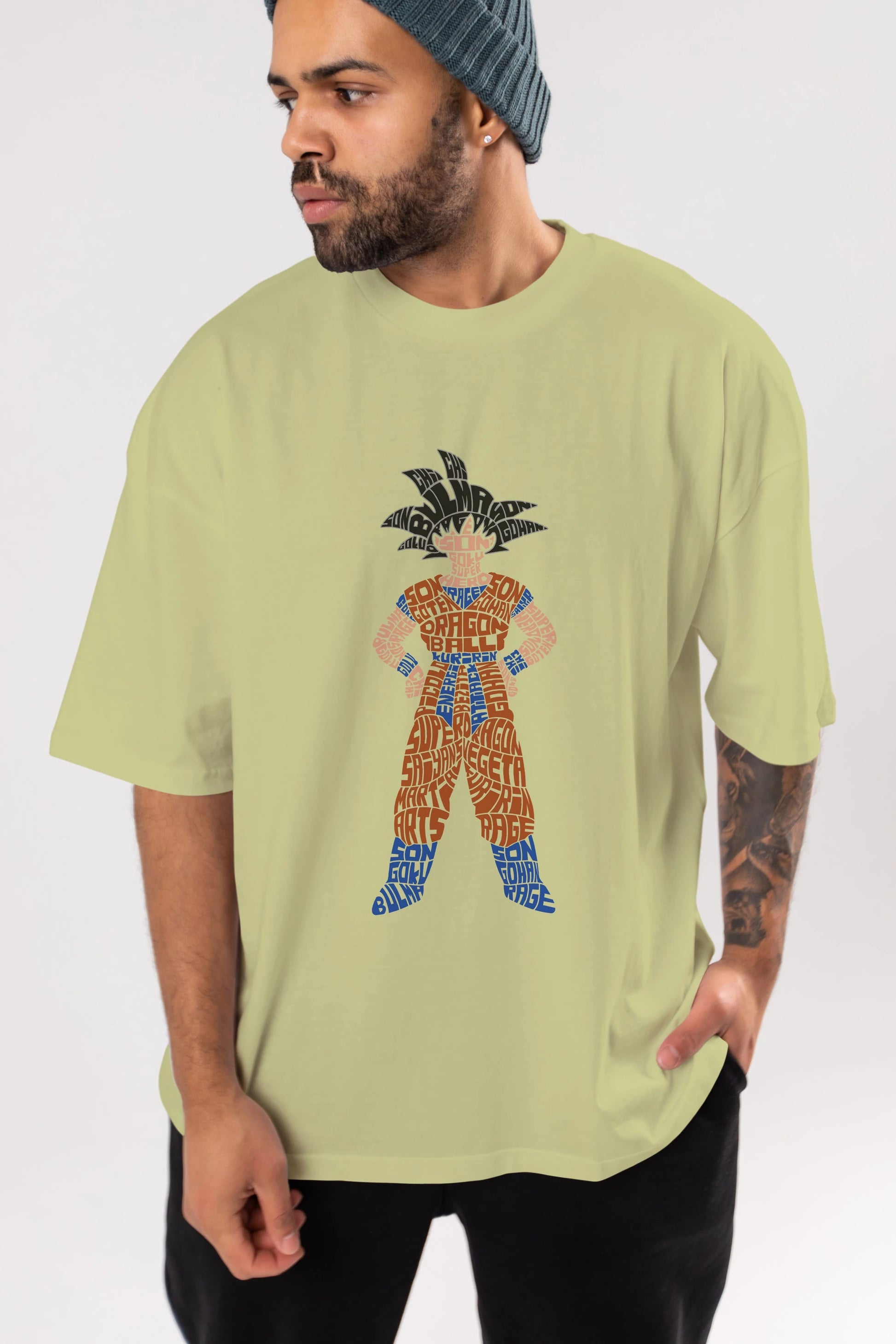 Goku Ön Baskılı Oversize t-shirt %100 pamuk Erkek Kadın Unisex