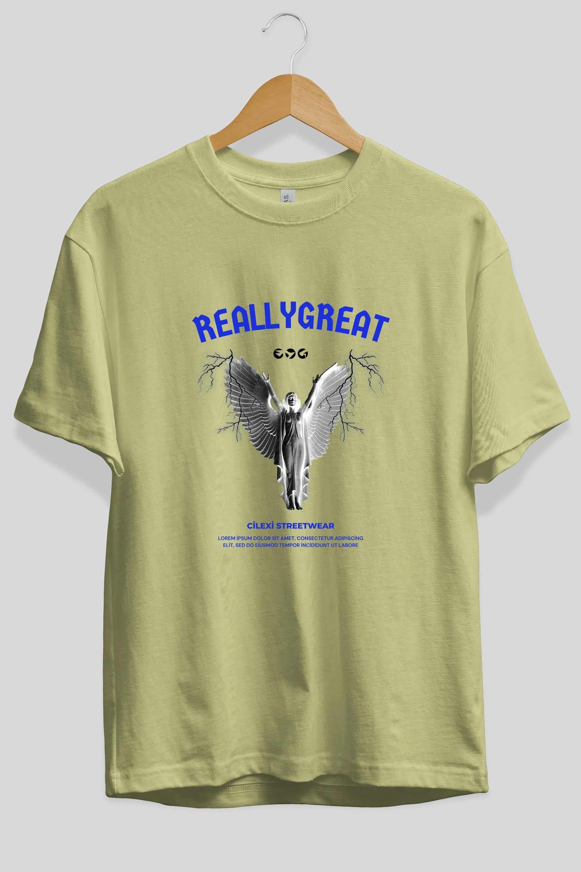 Reallygreat Angel Ön Baskılı Oversize t-shirt Erkek Kadın Unisex